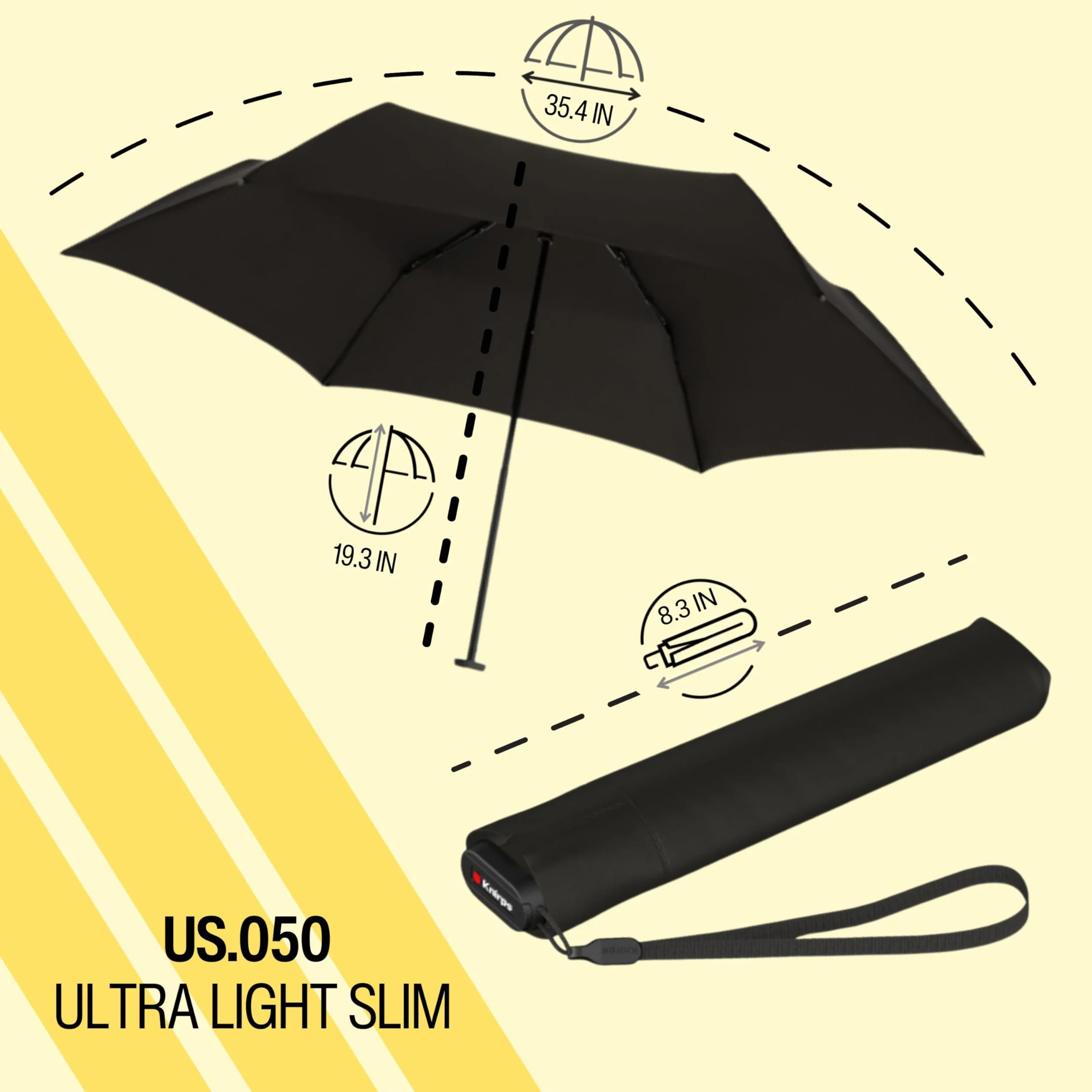 Knirps Parapluie de Poche Ultra US.050 Slim Manual 21 cm Coupe-Vent