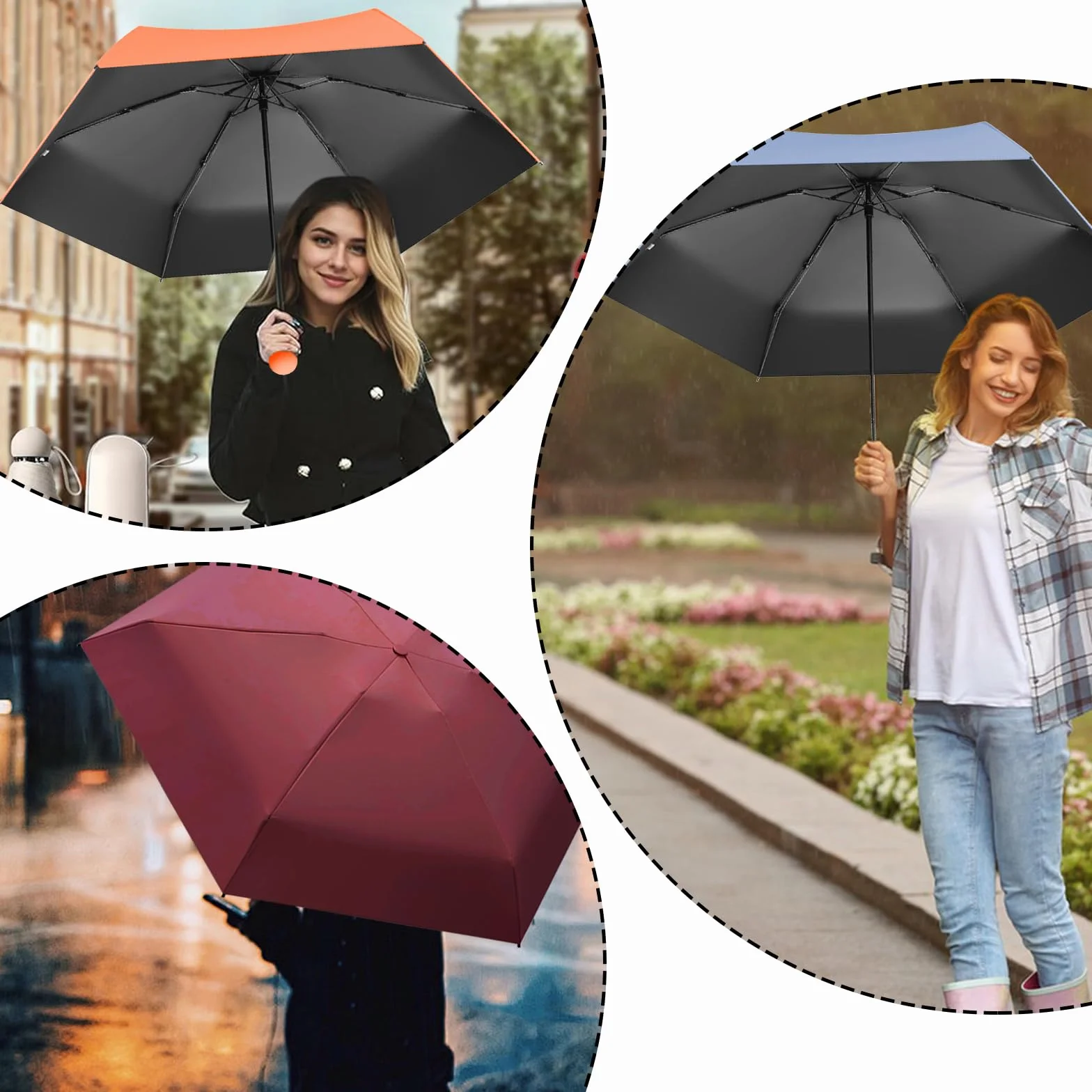 Parapluie Anti UV Pliant Léger Compact Poignée Rétractable