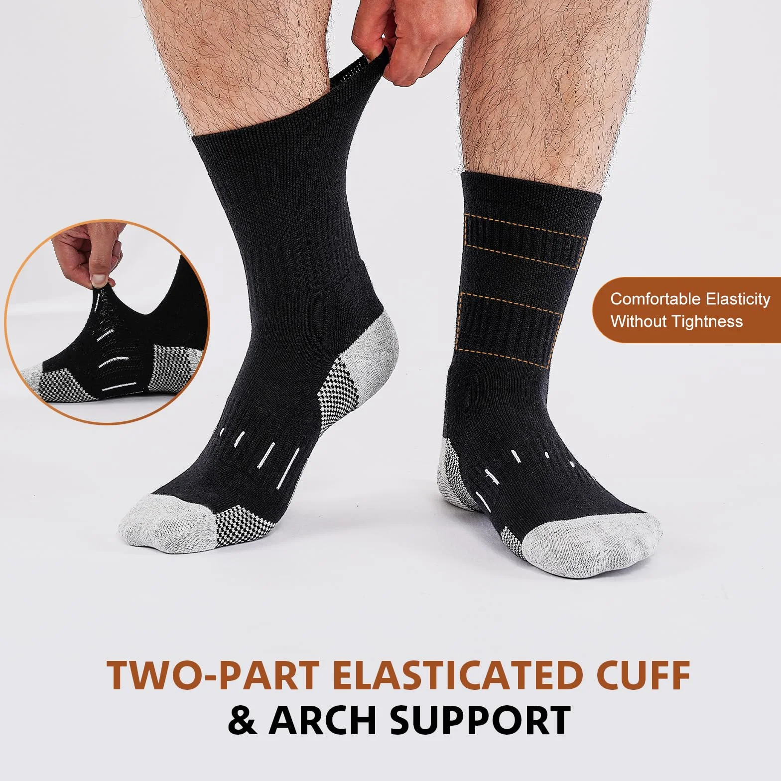 Niorasen Chaussettes Homme 4 Paires Coton Peigné Bout Talon Renforcés Sport Crew Running Randonnée