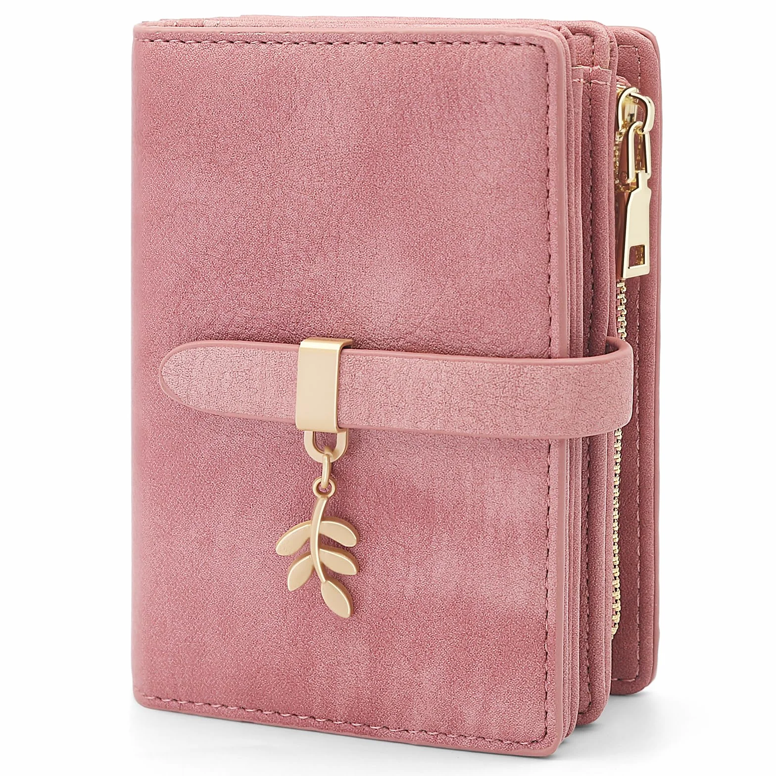 HNOOM Portefeuille Femme Cuir PU Vintage Blocage RFID Porte Carte 19 Emplacements Poche Monnaie Rose