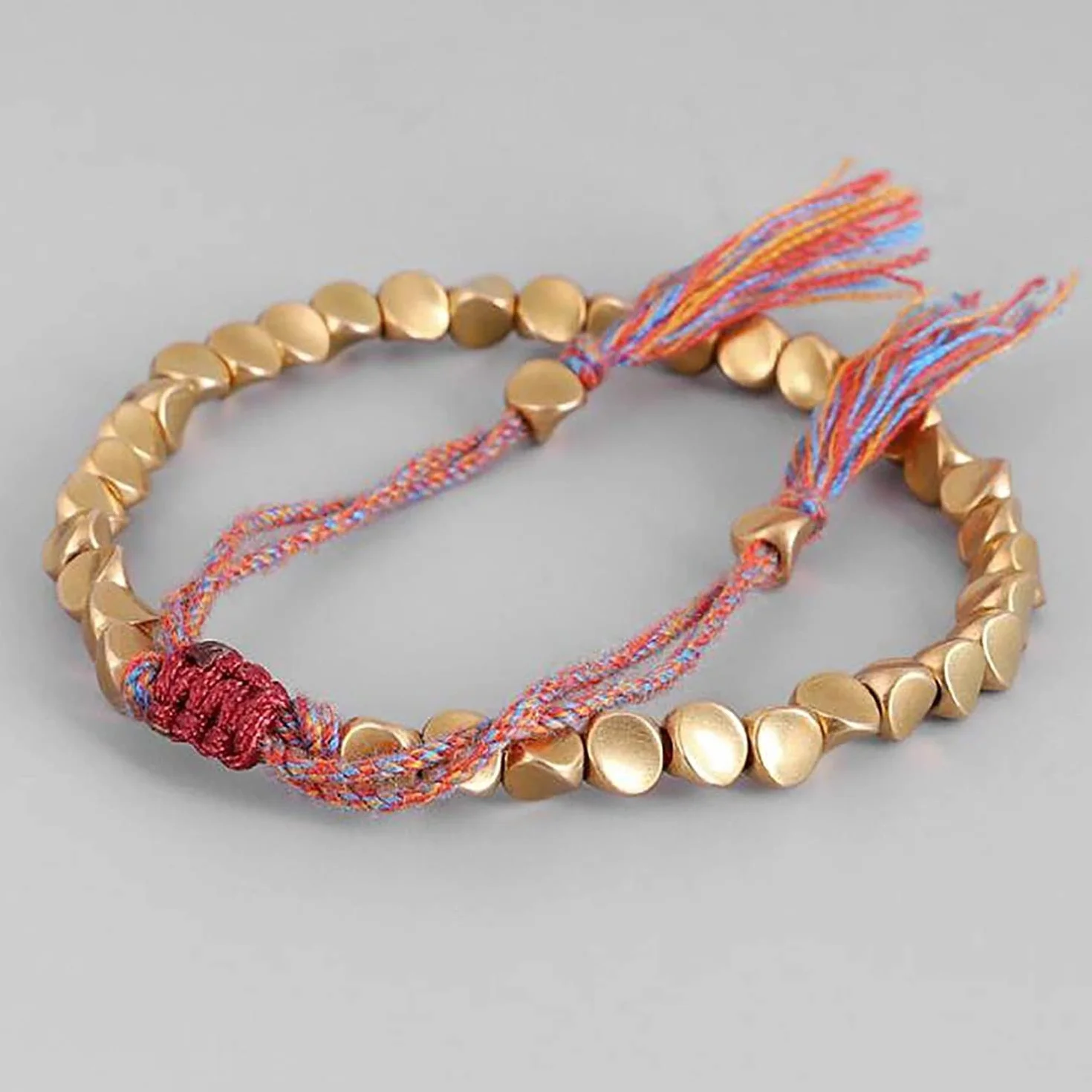 Bracelet de perles de cuivre tibétain fait à la main pour hommes et femmes, bouddhiste bonne chance