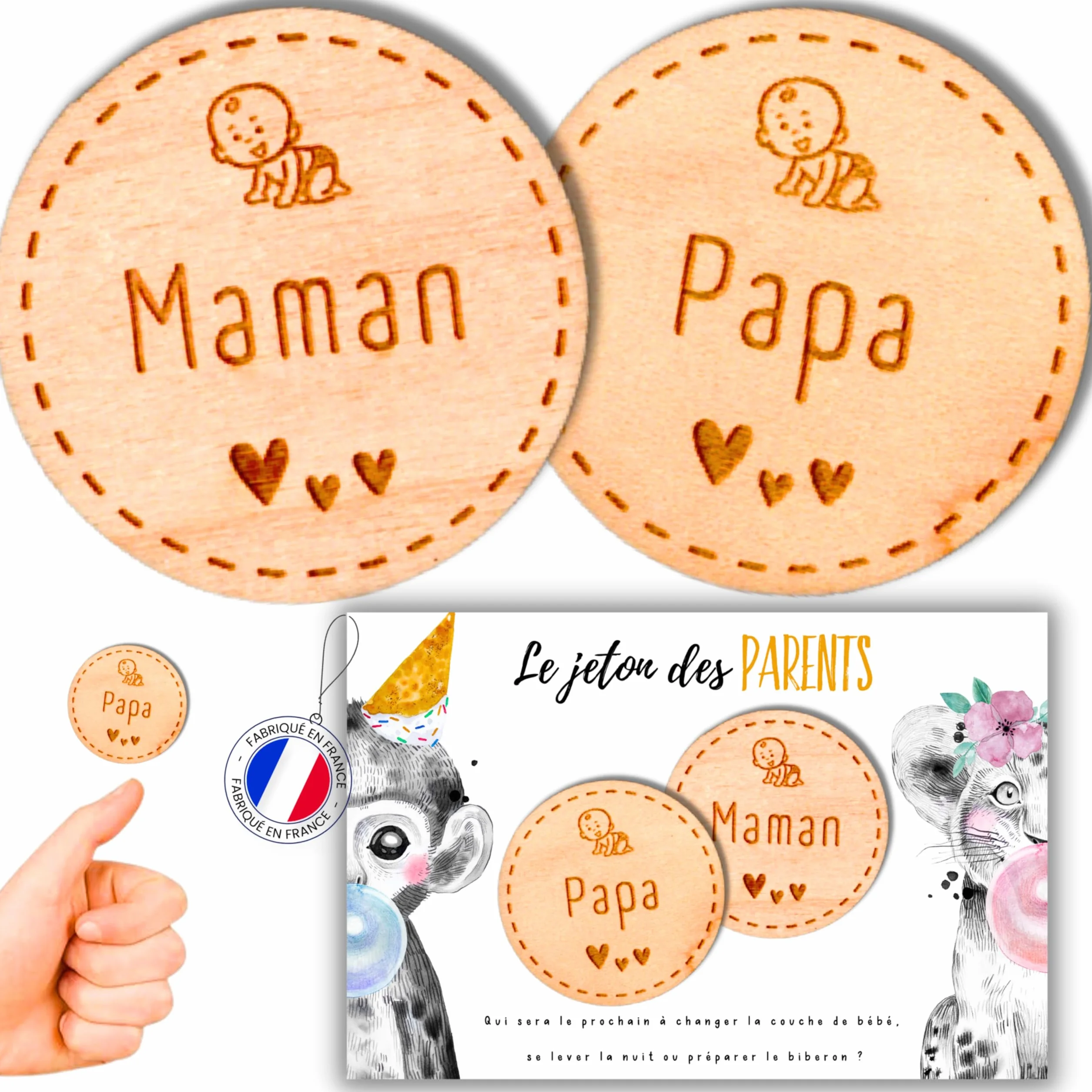 Jeton de Décision pour Parents - Cadeau Naissance, Baby Shower, Baptême