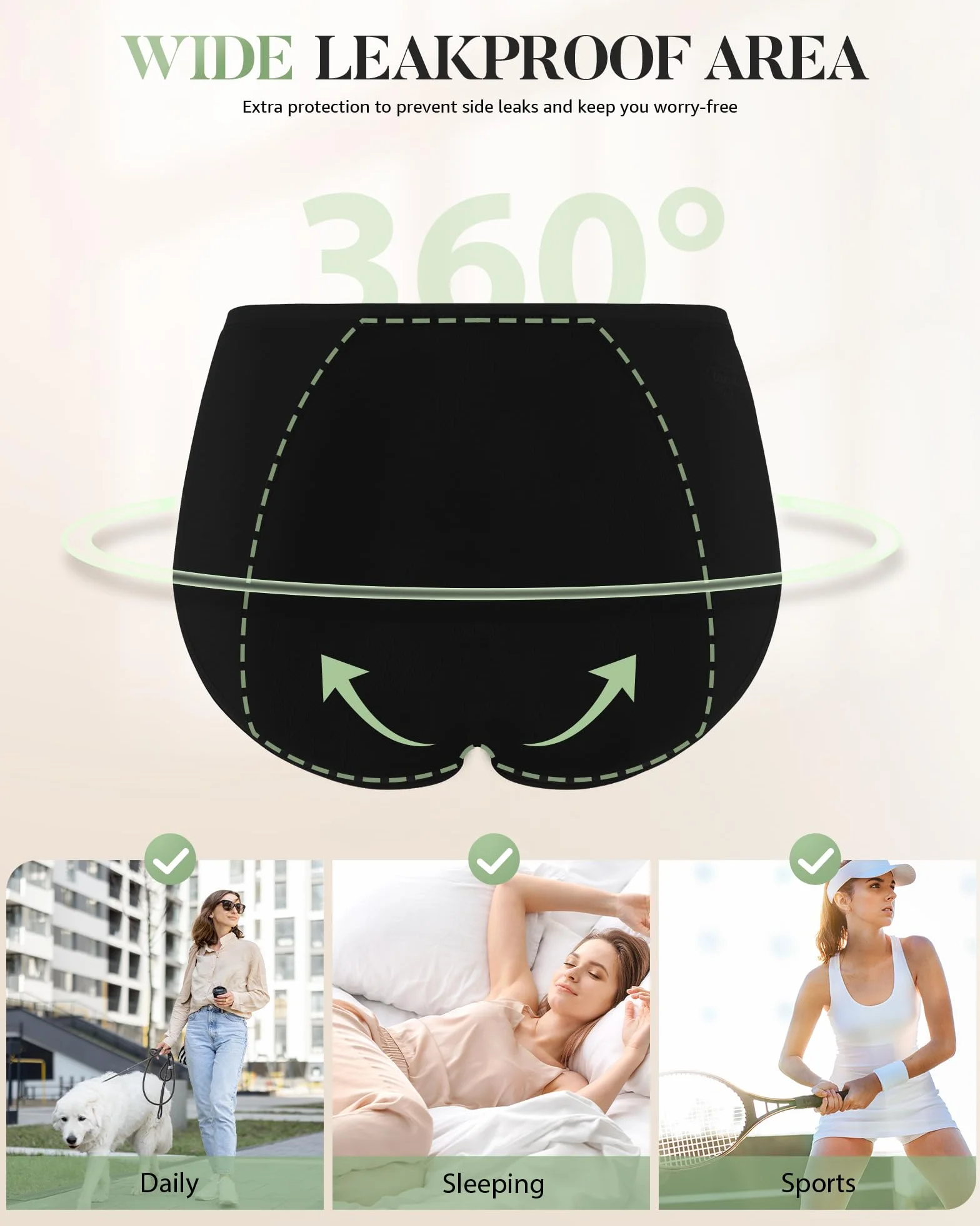Culotte Menstruelle Coton Flux Abondant Taille Haute Lot 3 pour Règles Post-Partum