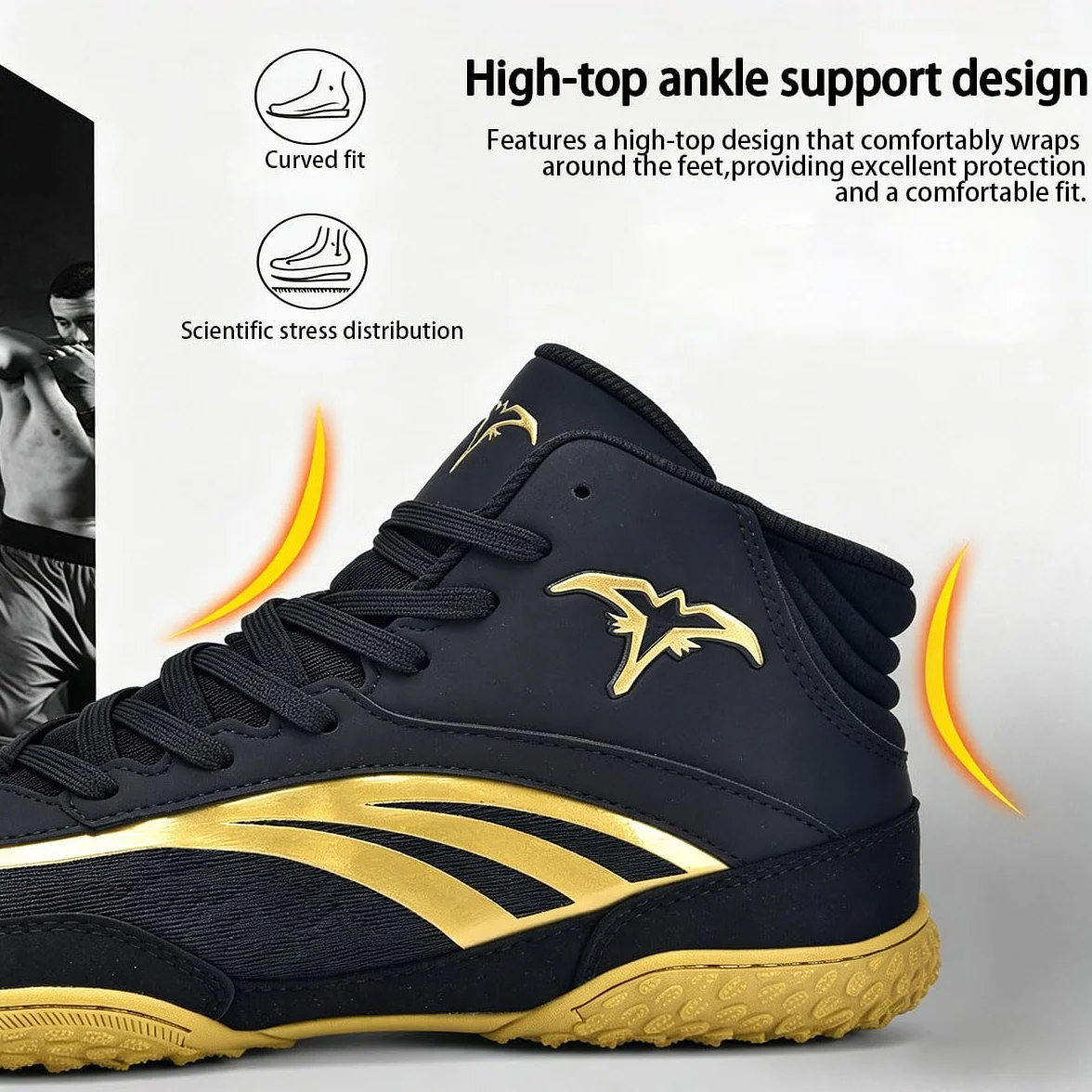 Chaussures de Lutte Hommes Antidérapantes Professionnelles Semelles Caoutchouc Boxe Kickboxing