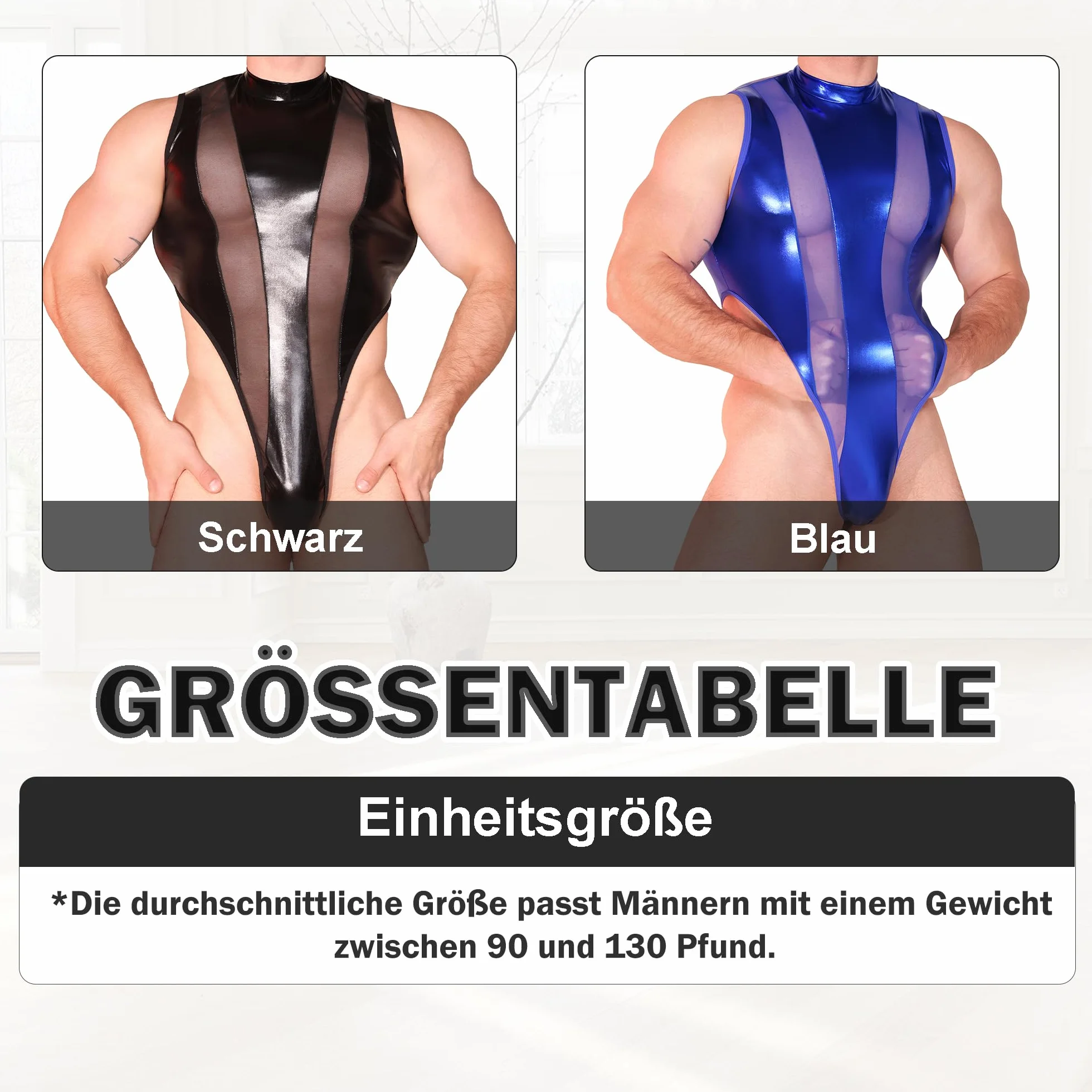 Leotard Homme Métallique Mesh Body Sans Manches Fitness Club