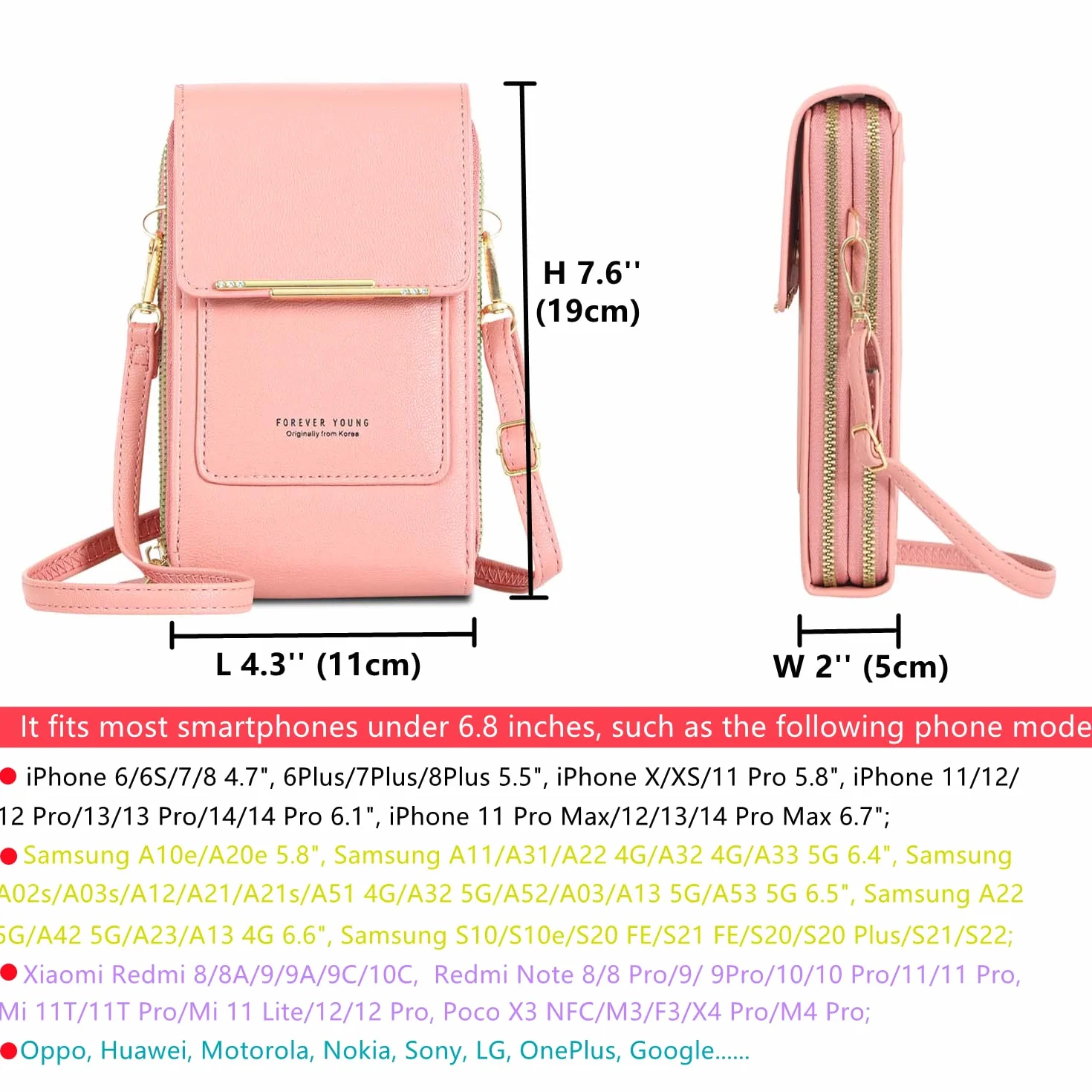 Petit Sac Bandoulière Téléphone Portable Femme Cuir PU Porte Carte Porte Monnaie Mini Étui Pochette