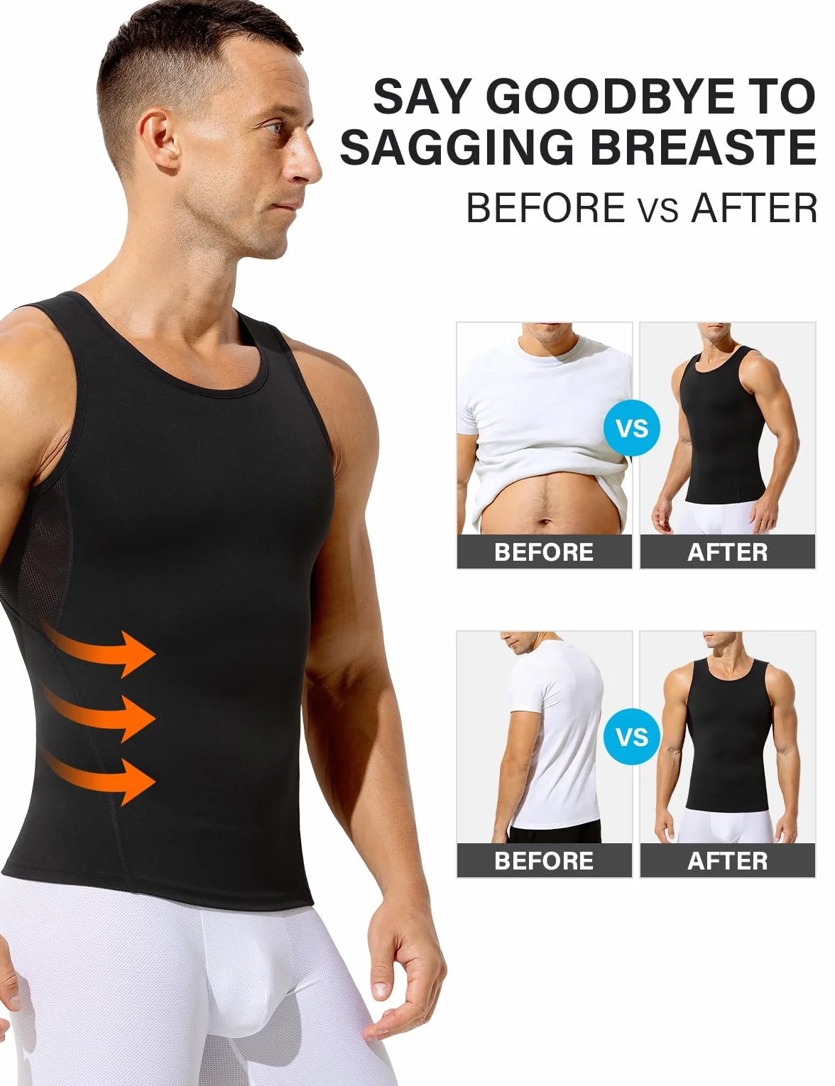 Débardeur Compression Homme Gaine Ventre Plat Body Shaper Maillot de Corps