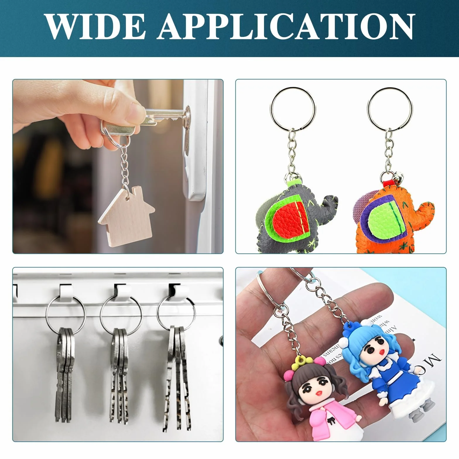 Kit Porte Clé 60 Pièces Anneaux Porte Clé avec Chainette pour Loisirs Créatifs Bricolage Bijou