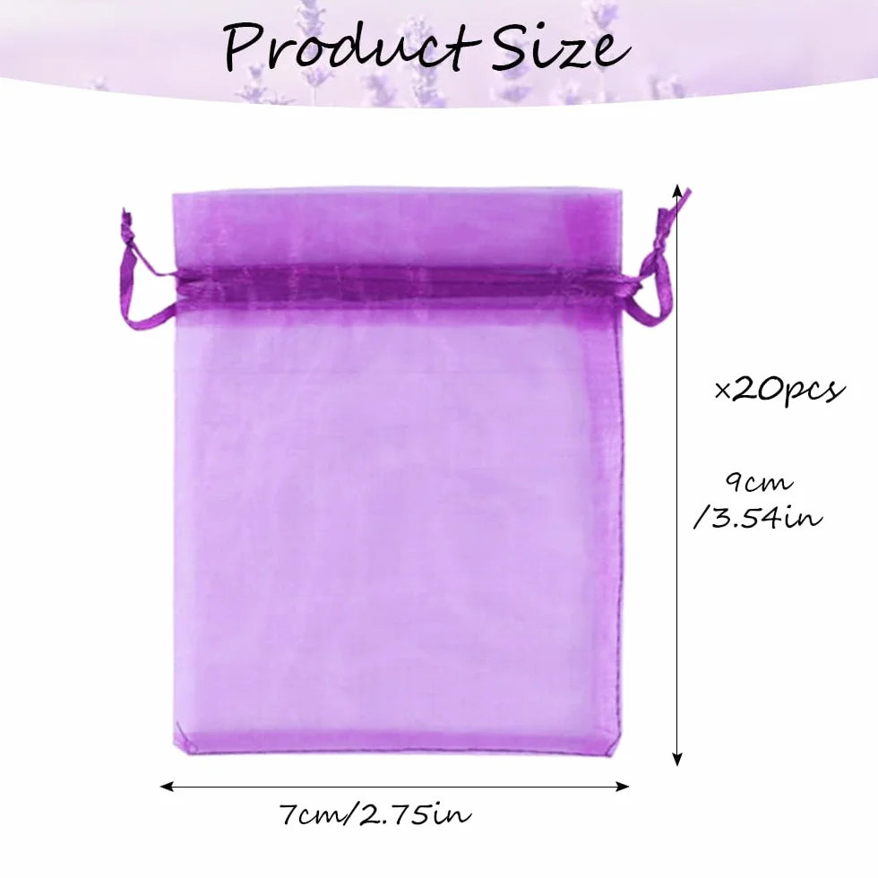 Sachet Organza Violet 7x9 cm avec Cordon de Serrage - Pochette Vide pour Lavande, Bijoux, Mariage