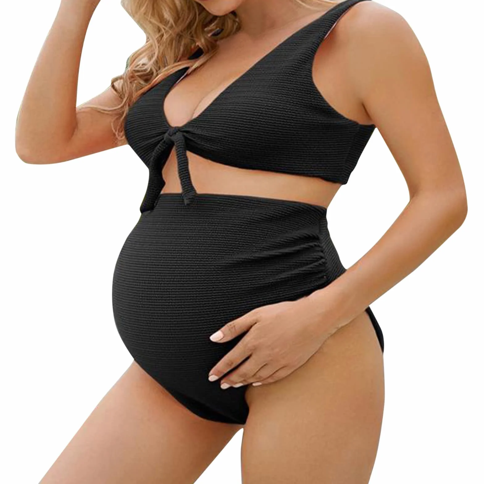 Bikini Maternité 2 Pièces Taille Haute Grossesse Tankini Enceintes Grande Taille