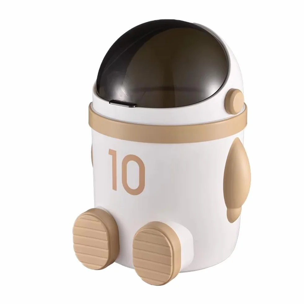 Poubelle Astronaute Grande Capacité avec Couvercle Marron Clair Décoration Intérieur