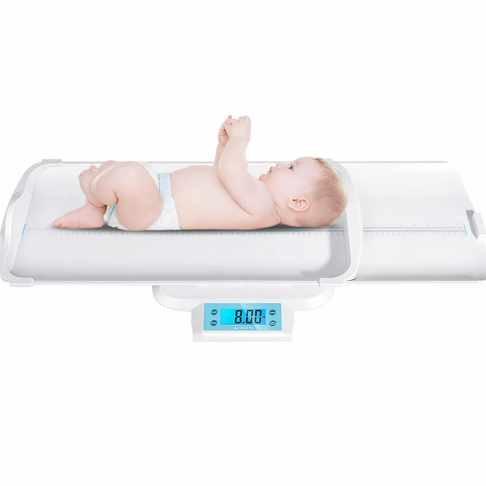 Balance Bébé Pédiatrique avec Plateau Amovible et Mesure de la Hauteur, 10 g - 120 kg
