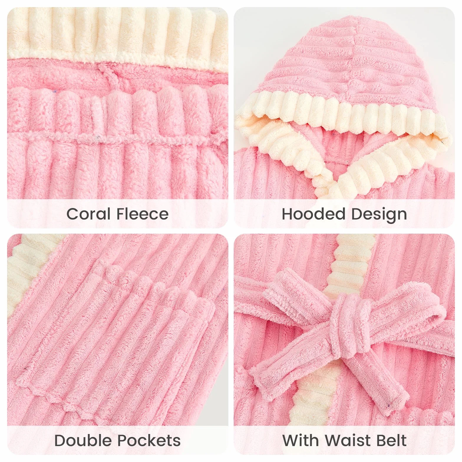 WYTbaby Peignoir à capuche en polaire pour filles Chaud et doux 4-14 ans