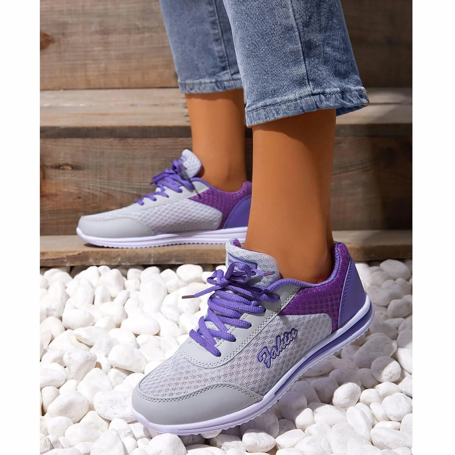 Chaussures de bowling respirantes en maille pour femme