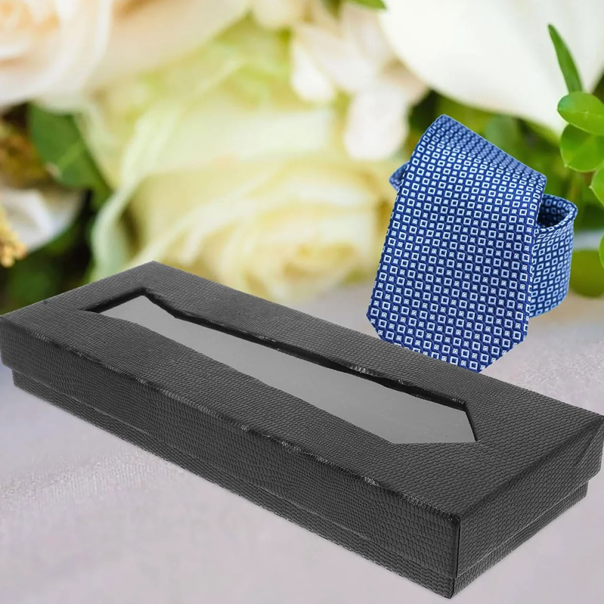 DEARMAMY Boîte À Cravates Élégante Coffret Cadeau En Carton Robuste Rangement Compact Pour Voyage