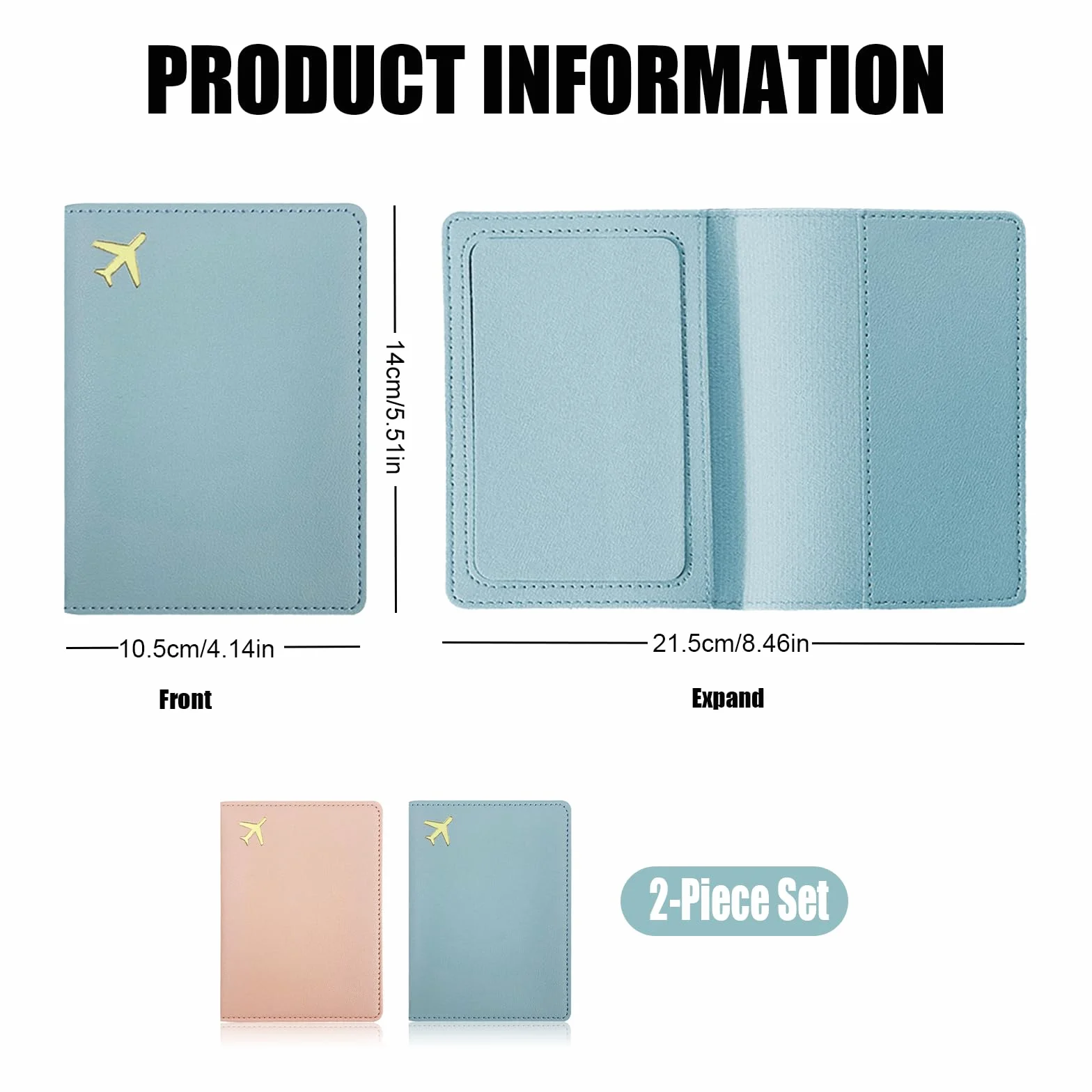 Lot de 2 Porte-passeports en Cuir Synthétique pour Documents de Voyage