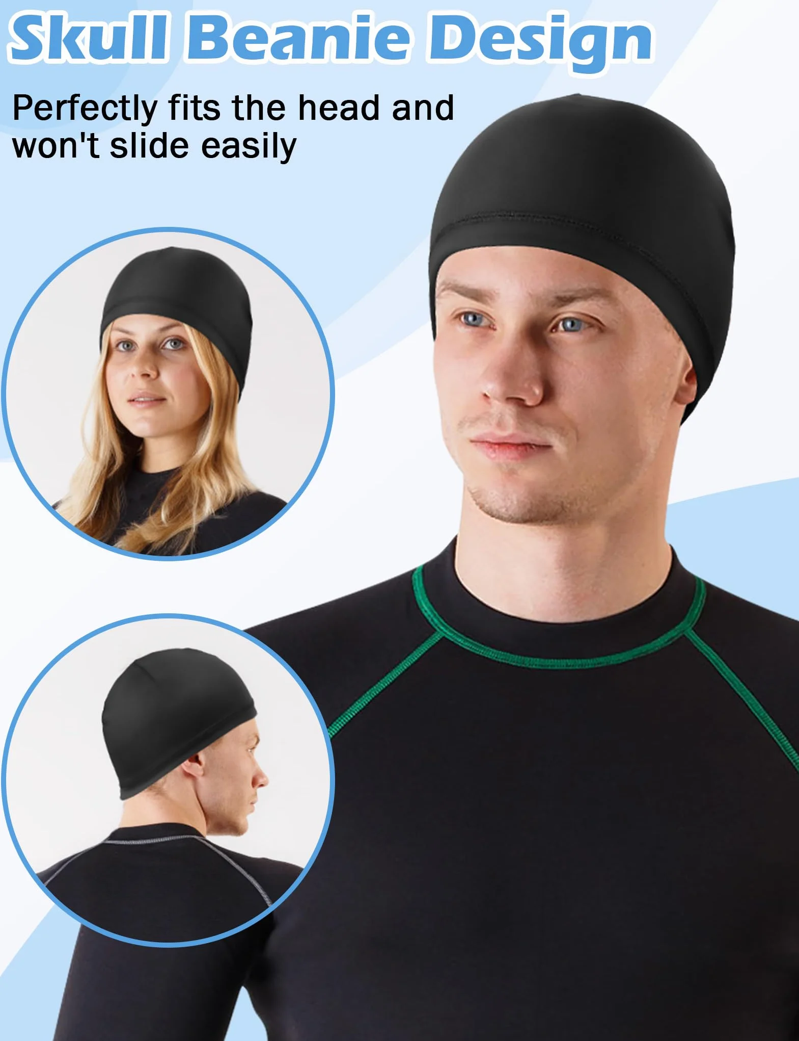 MELLIEX 3 Pièces Bonnets de Cyclisme sous Casque, Bonnet de Sport Respirant en Soie Glacée Été