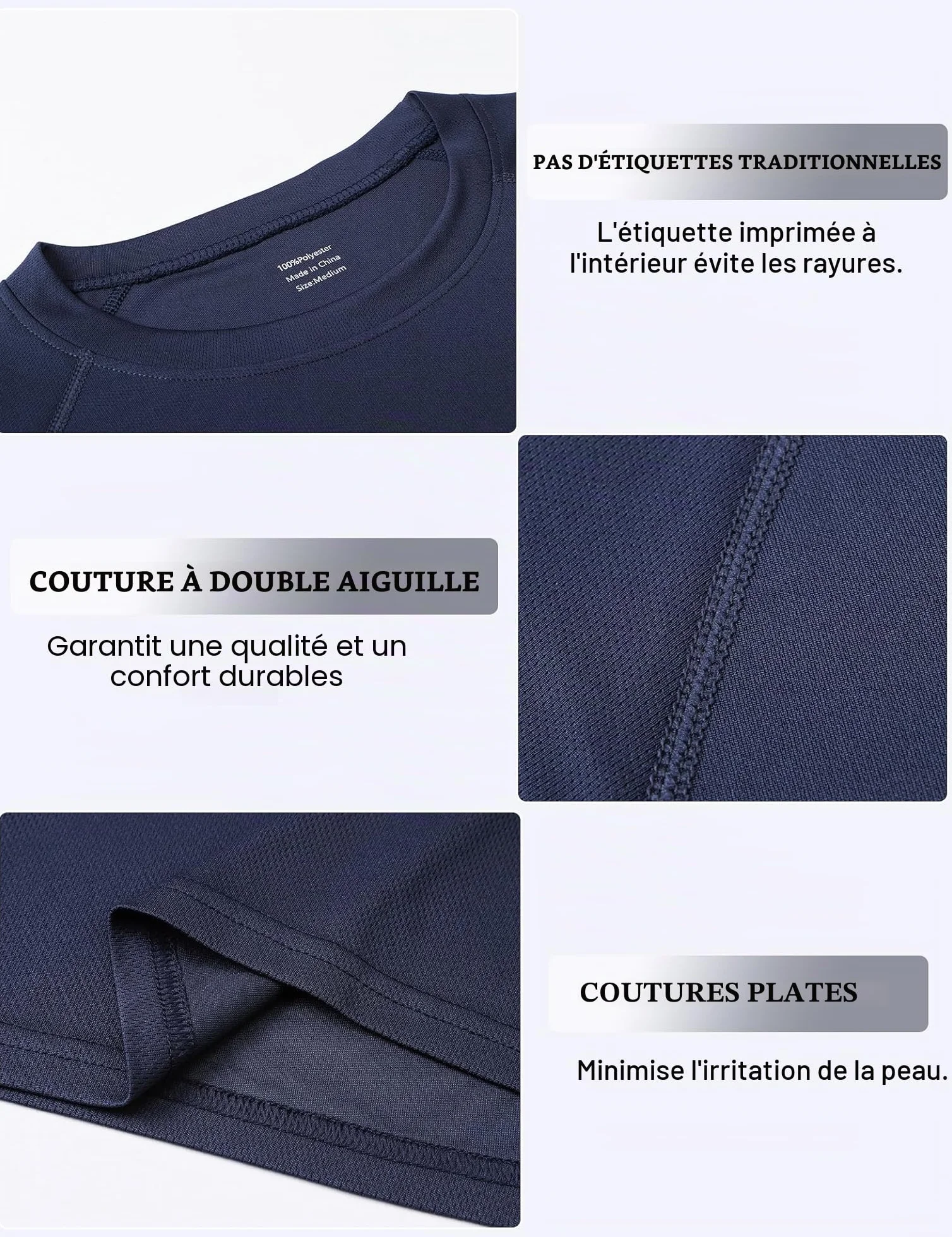 Cimic T-Shirt Sport Homme Manches Courtes Fitness Séchage Rapide Respirant Running Gym Baselayer 5 Pack