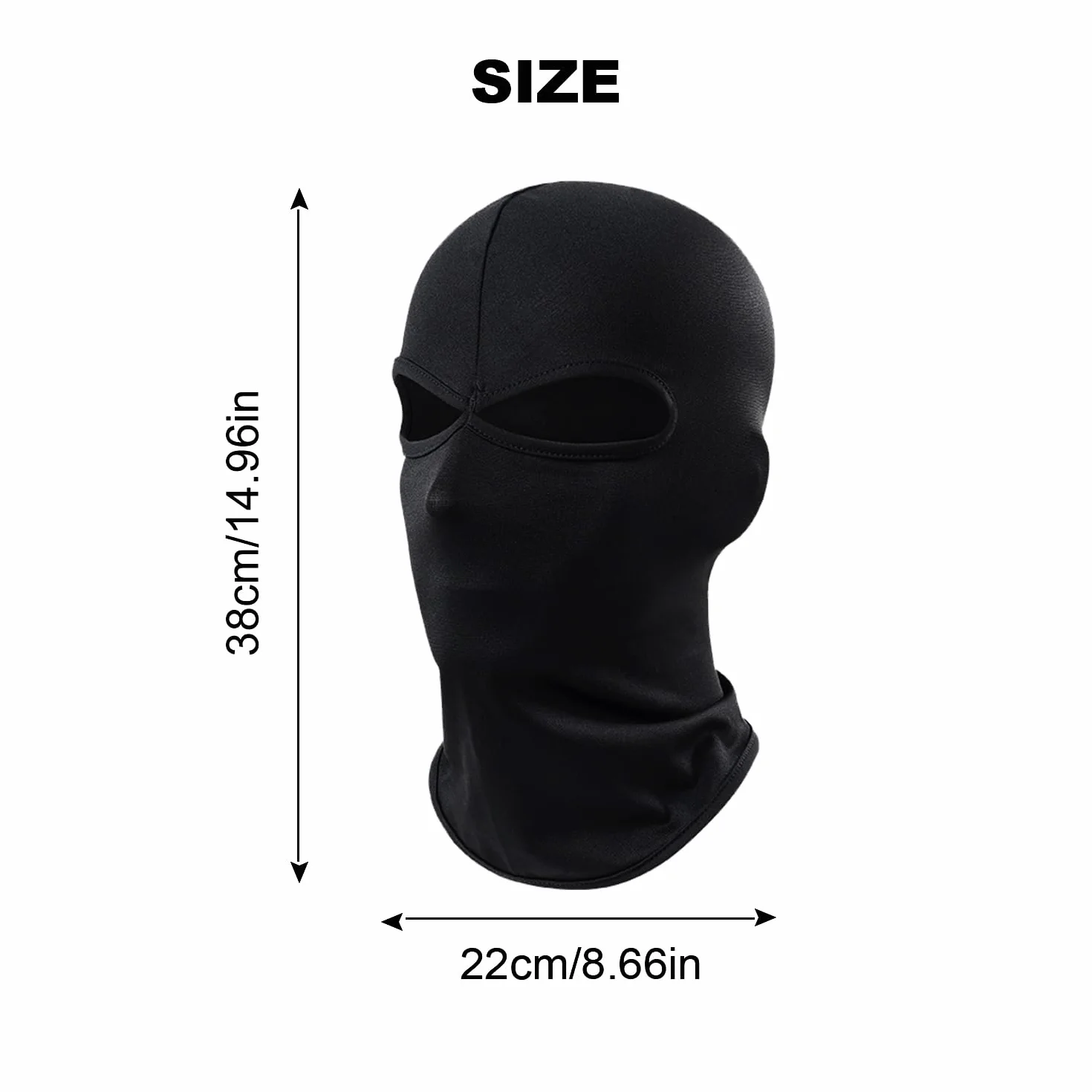 Masque de Ski Cagoule 3 Pièces avec 2 Trous Hommes Femmes Moto Protection UV Léger Respirant