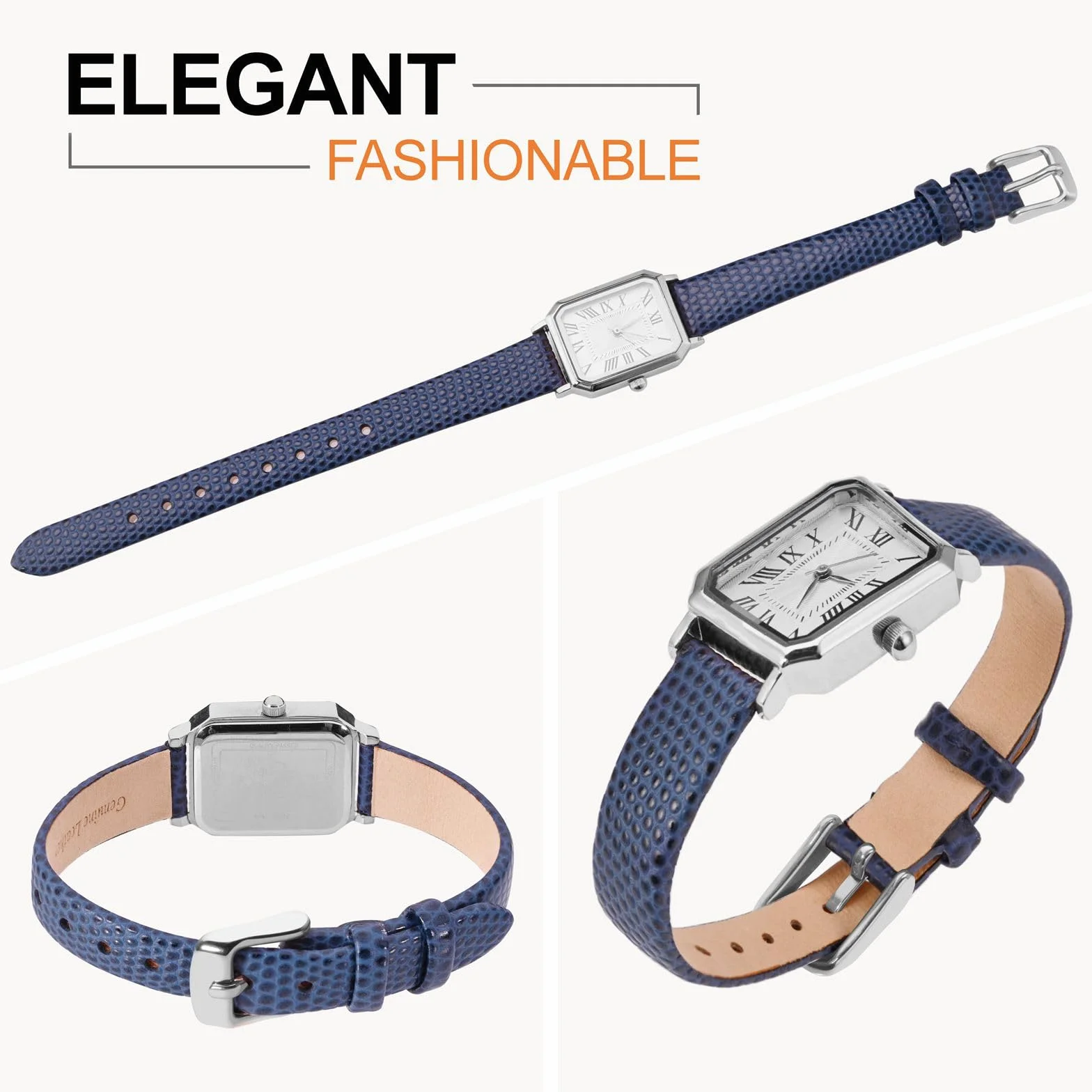 ANNEFIT Bracelets de Montres pour Femme 10mm 12mm 13mm 14mm 15mm 16mm 18mm 20mm, Bandes de Remplacement en Cuir avec Boucle en Acier Inoxydable