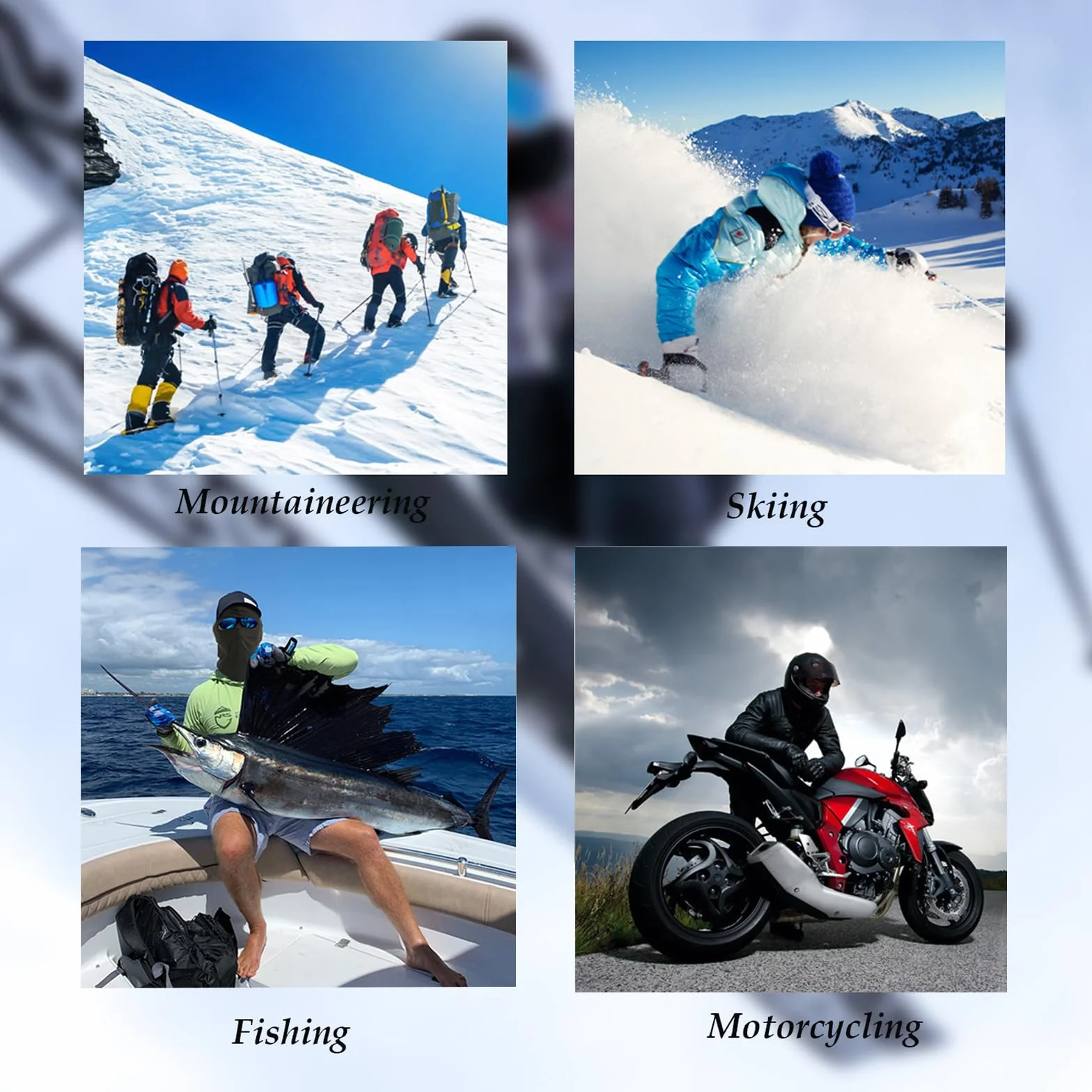 Masque de Ski Cagoule 3 Pièces avec 2 Trous Hommes Femmes Moto Protection UV Léger Respirant