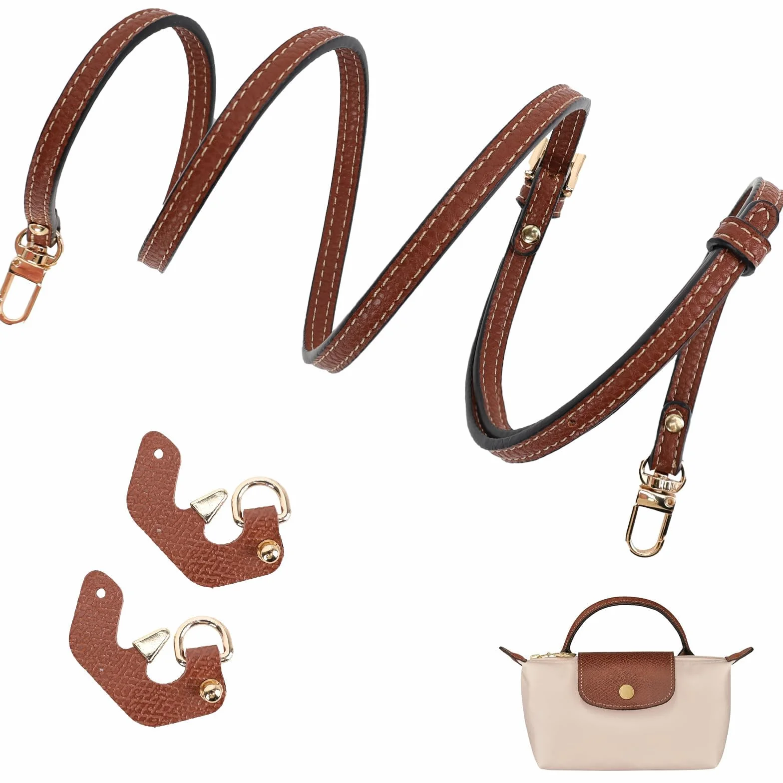 Bandoulière Cuir Réglable pour Sac Longchamp Mini Pliage Femme