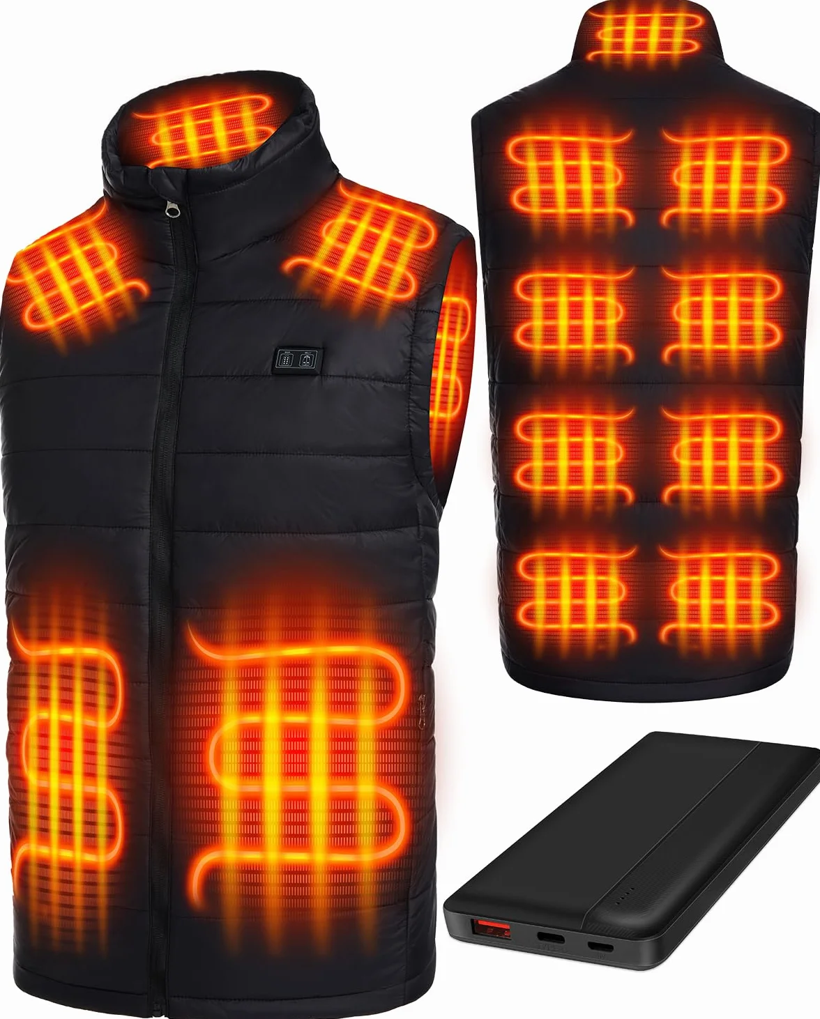Gilet Chauffant Électrique Homme Sans Manche 13 Zones 3 Modes Batterie Incluse