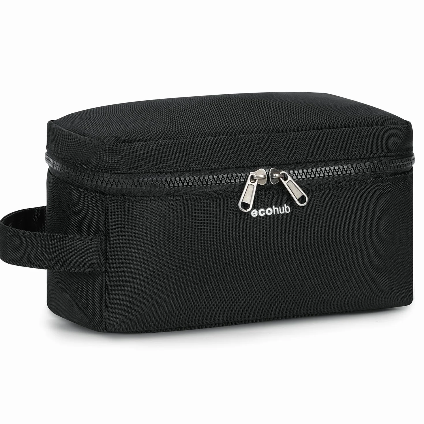 ECOHUB Trousse de Toilette Homme Femme Sac de Rasage Imperméable avec Poches Humides et Sèches pour Rangement Cosmétiques, Noir