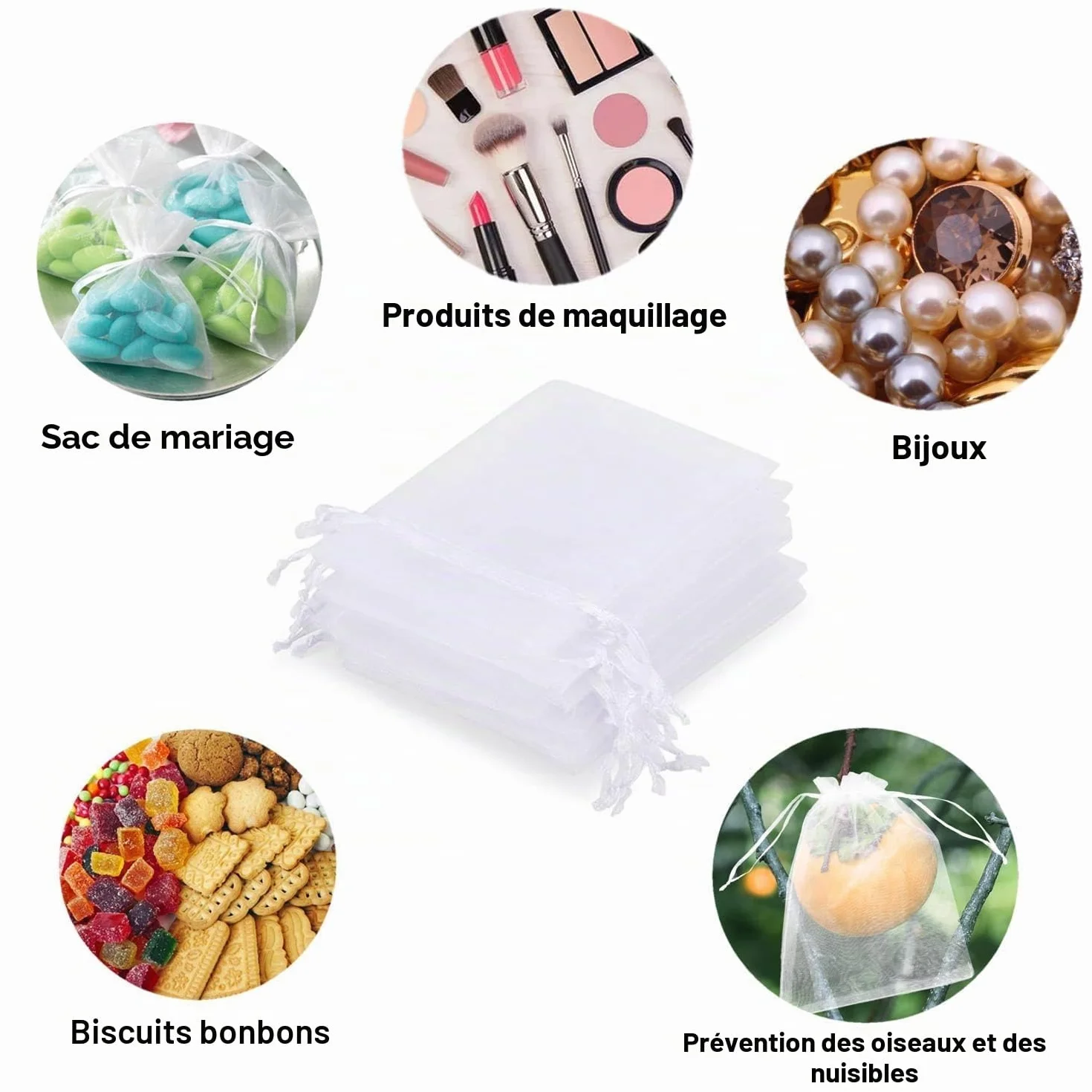 Lot De 50 Blanc Sachets En Organza 18 X 13 Cm Petits Sacs Cadeaux Avec Cordon De Serrage Pour Bonbons Mariage Bijoux