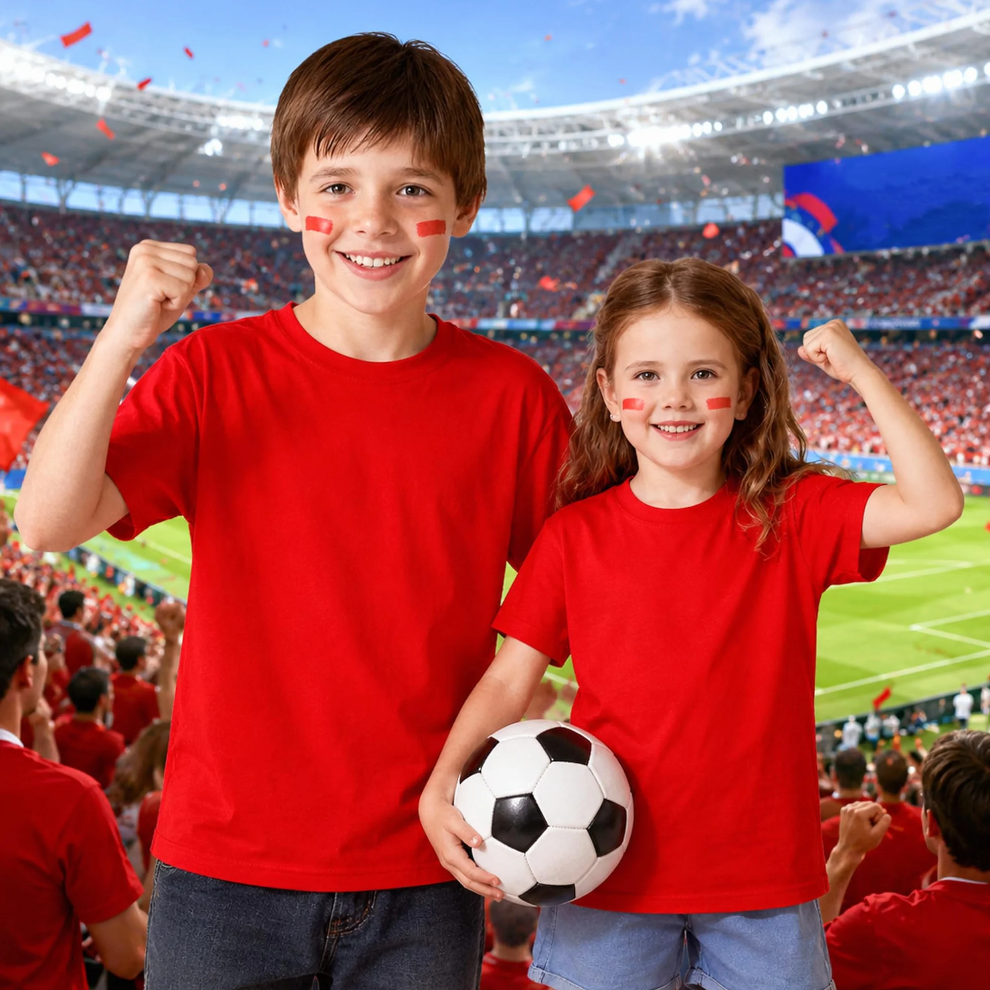 T-Shirt Enfant 100% Coton Manches Courtes Col Rond Tailles 1-15 Ans