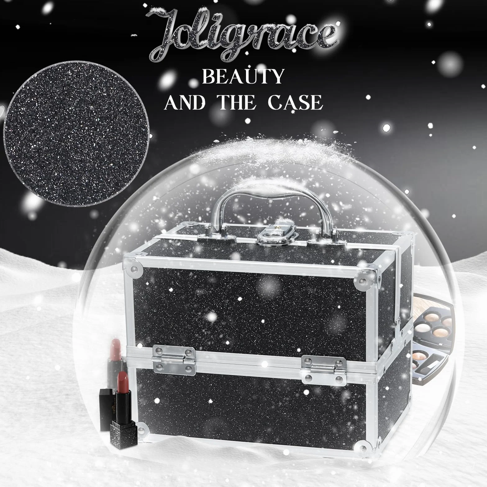 Malette Maquillage Vide Boite Rangement Verrouillable Vanity Noir
