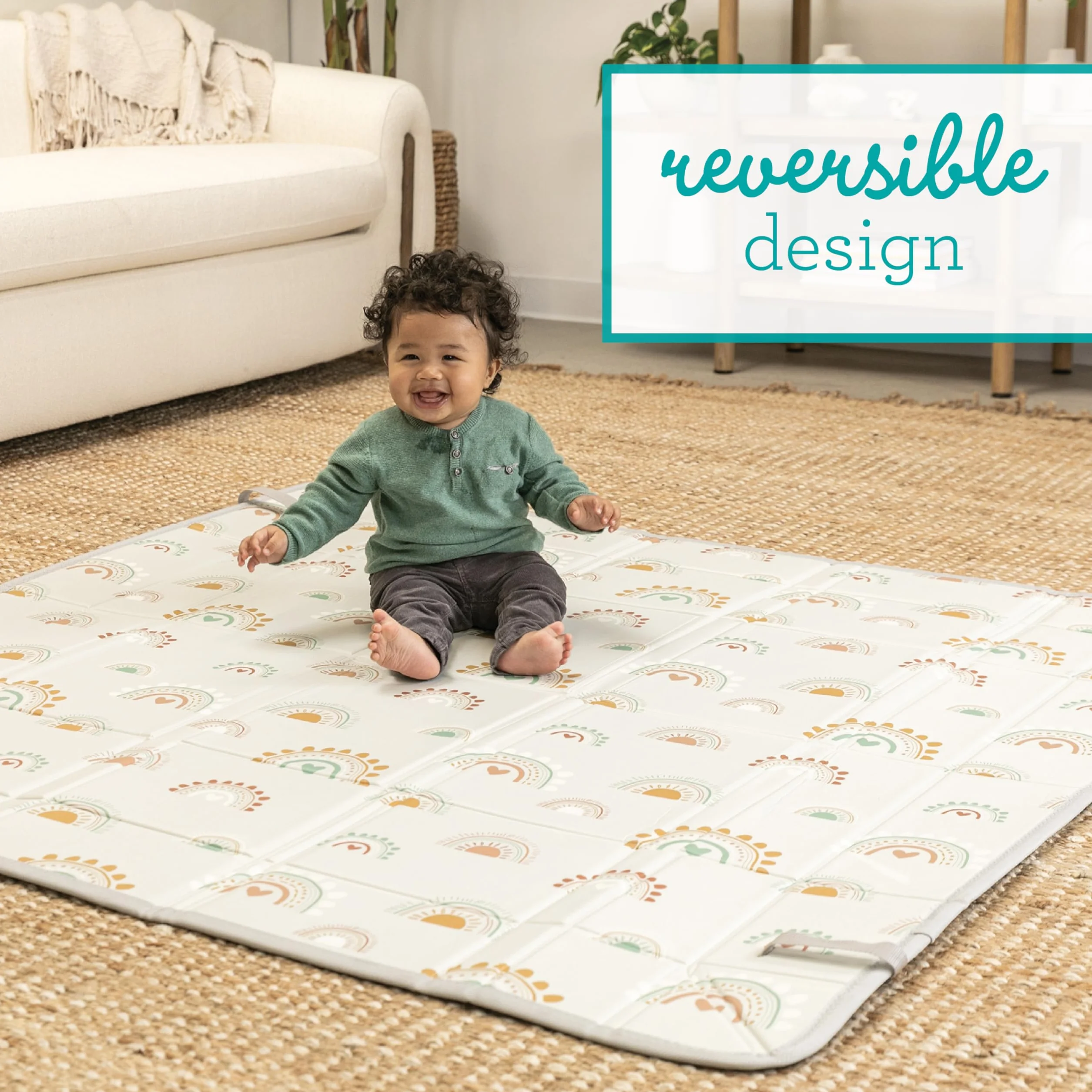 Infantino Tapis d’Éveil Pliable en Mousse Souple, Très Grande Taille, Antidérapant, Arcs-en-ciel