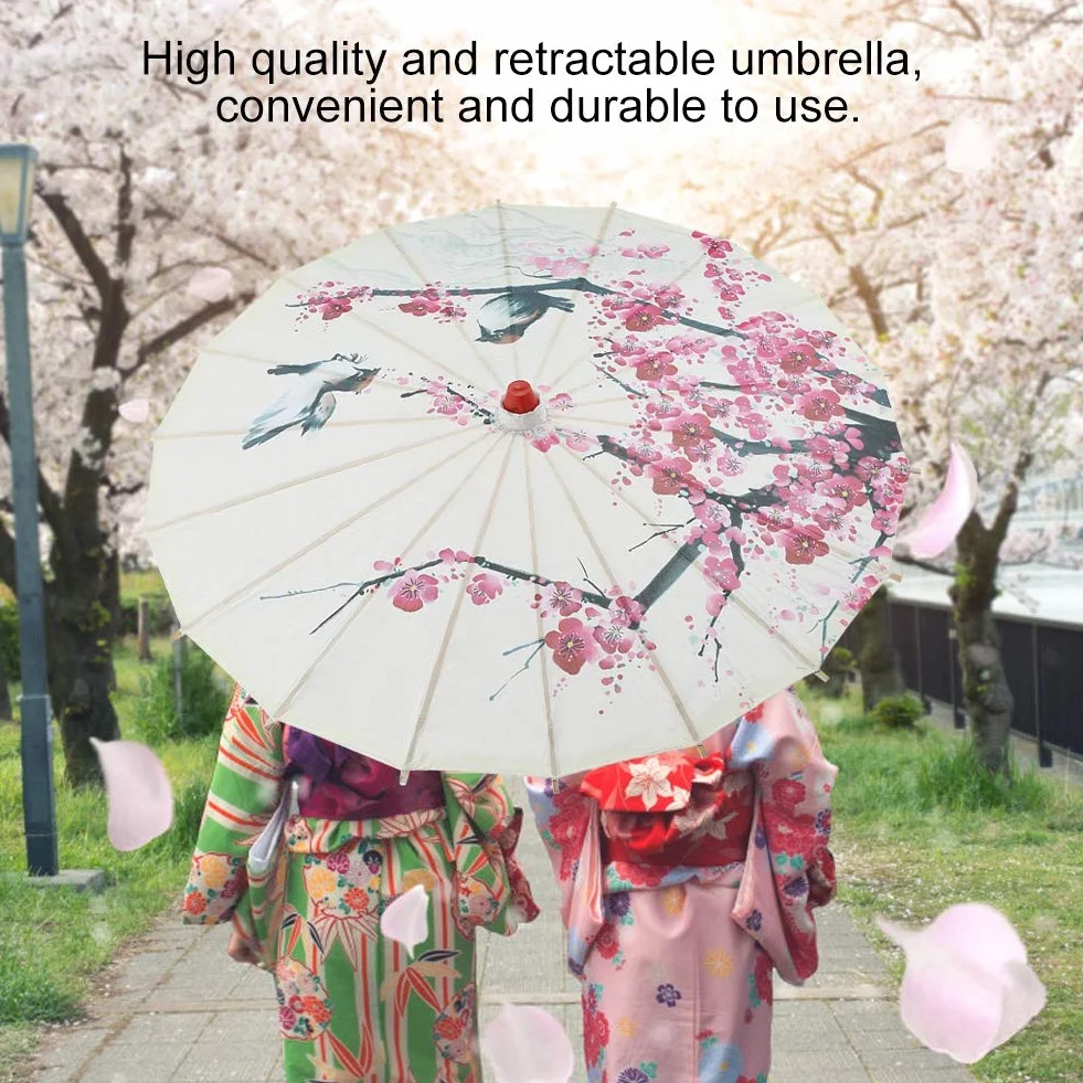 Parapluie Chinois Pliable Papier Huilé Imperméable Fleur de Prunier Art Classique