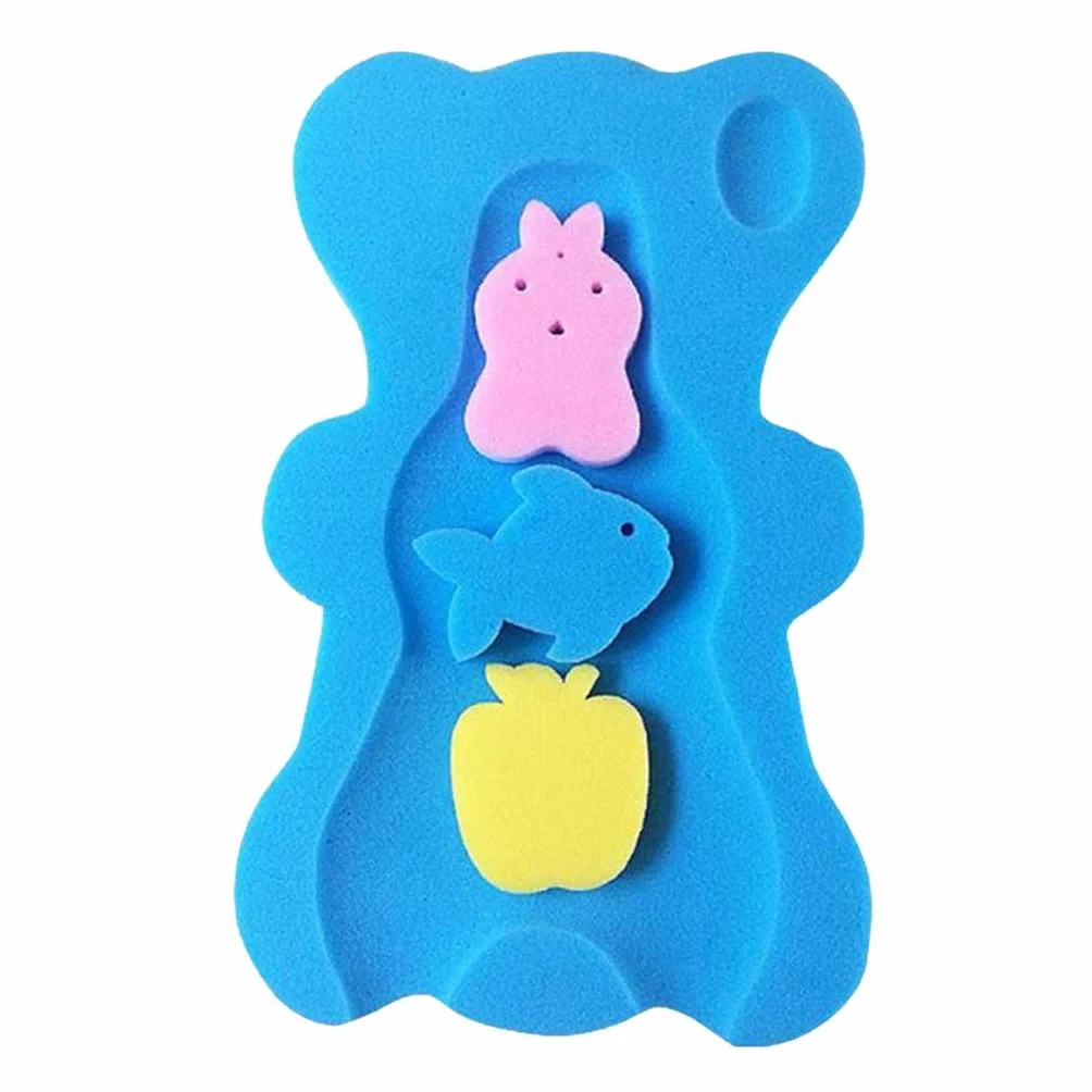 Perfeclan Siège éponge de bain pour bébé, Tapis antidérapant mignon, Coussin de sécurité pour enfants, Bleu