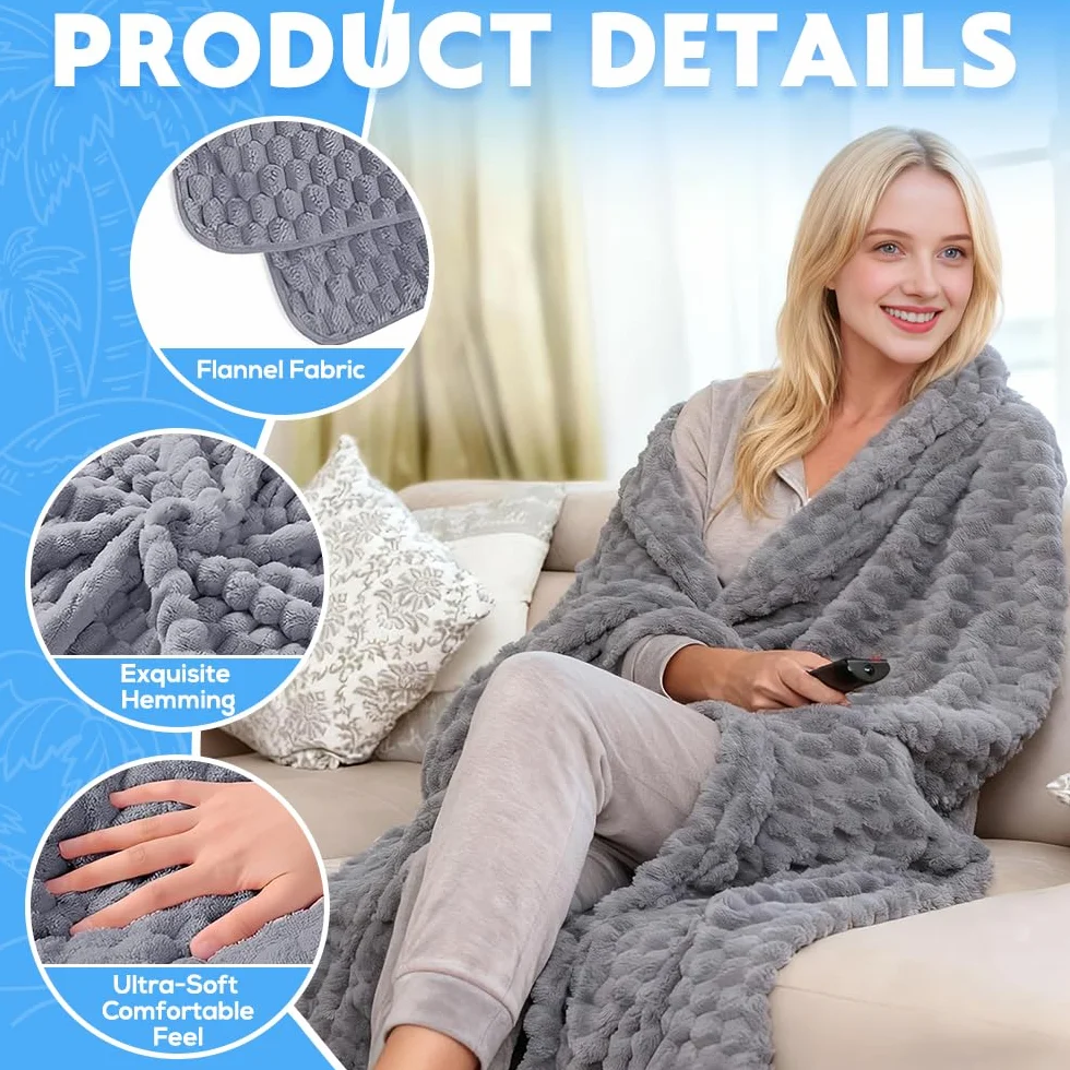 ADDLIVE Couverture de Voyage 2 en 1 152x127 cm Flanelle Chaude Gris