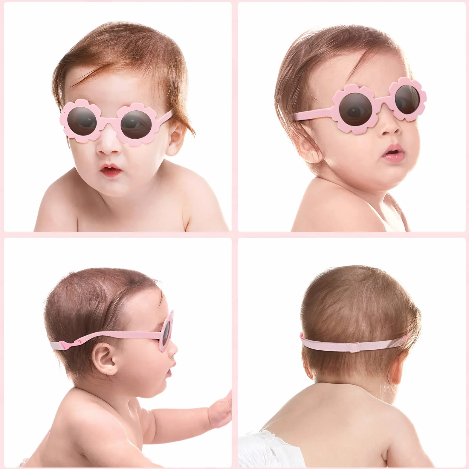 Lunette de Soleil Enfant Polarisées Bébé Anti UV400 avec Sangle Réglable 0-2 Ans