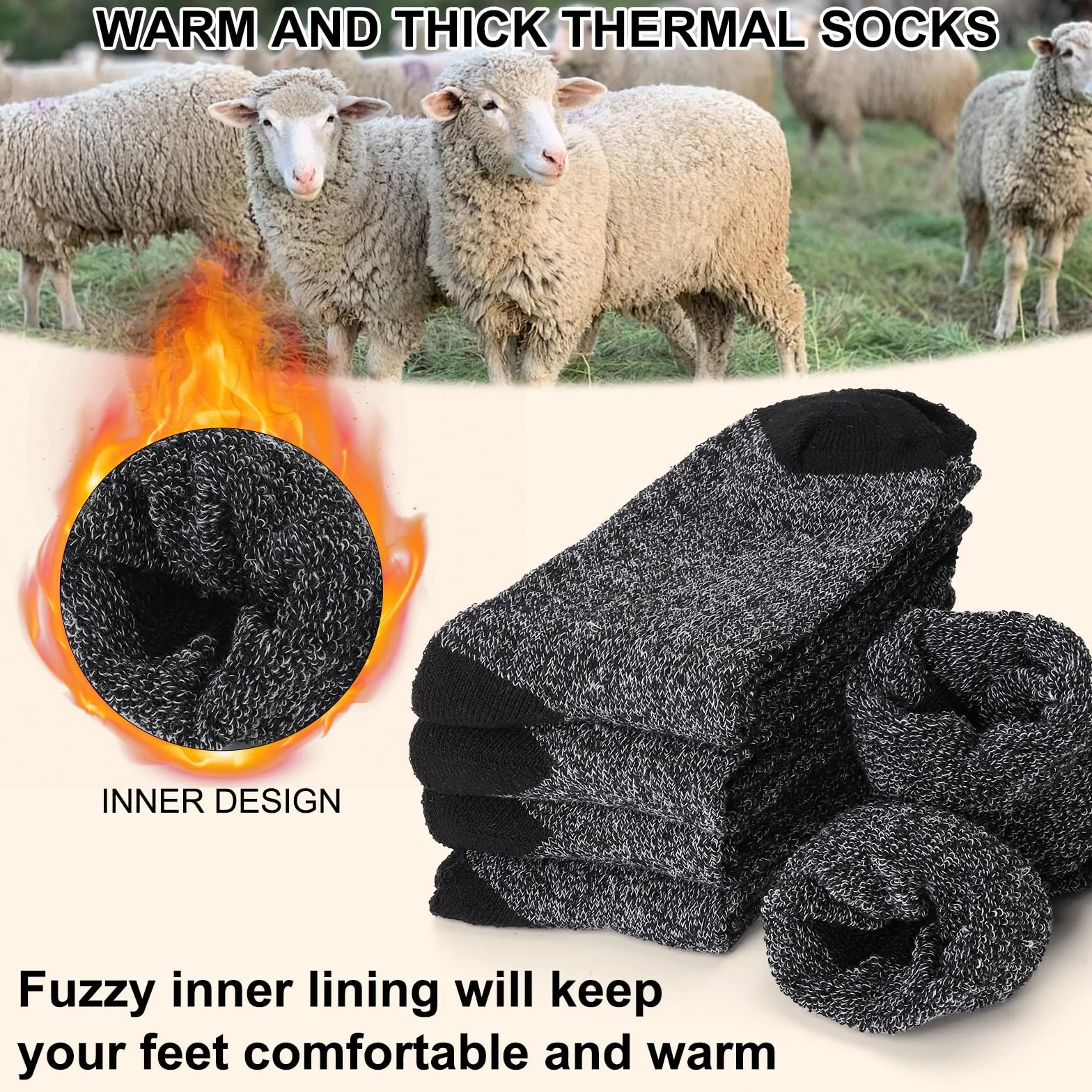 Chaussettes Thermiques Homme Chaudes Hiver 39-46 Paire