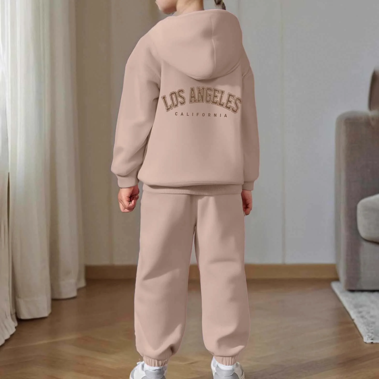 Survêtement Enfant Fille Ensemble Sport 2 Pièces Sweat Capuche Pantalon Jogging Lettre Imprimé Tendance Unisex Automne Hiver