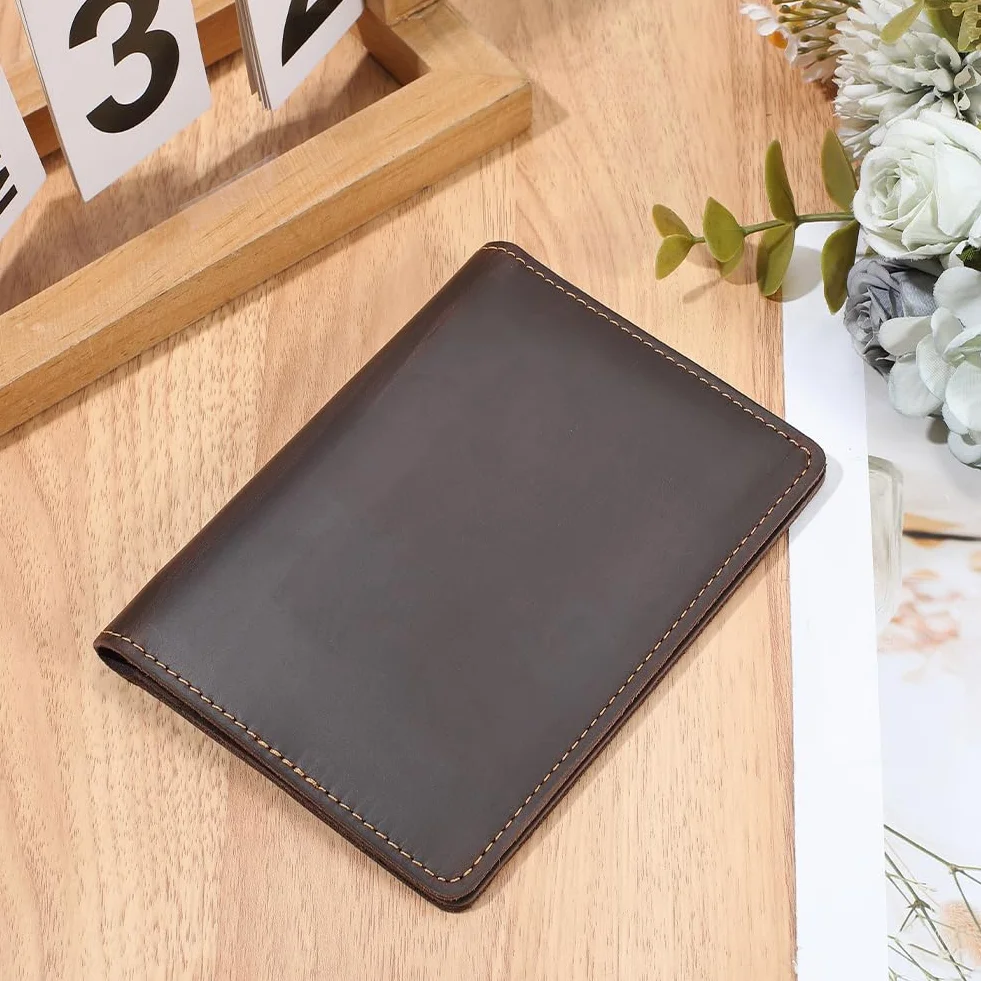 Étui de Passeport en Cuir de Vachette Véritable avec Protection RFID Portefeuille de Voyage