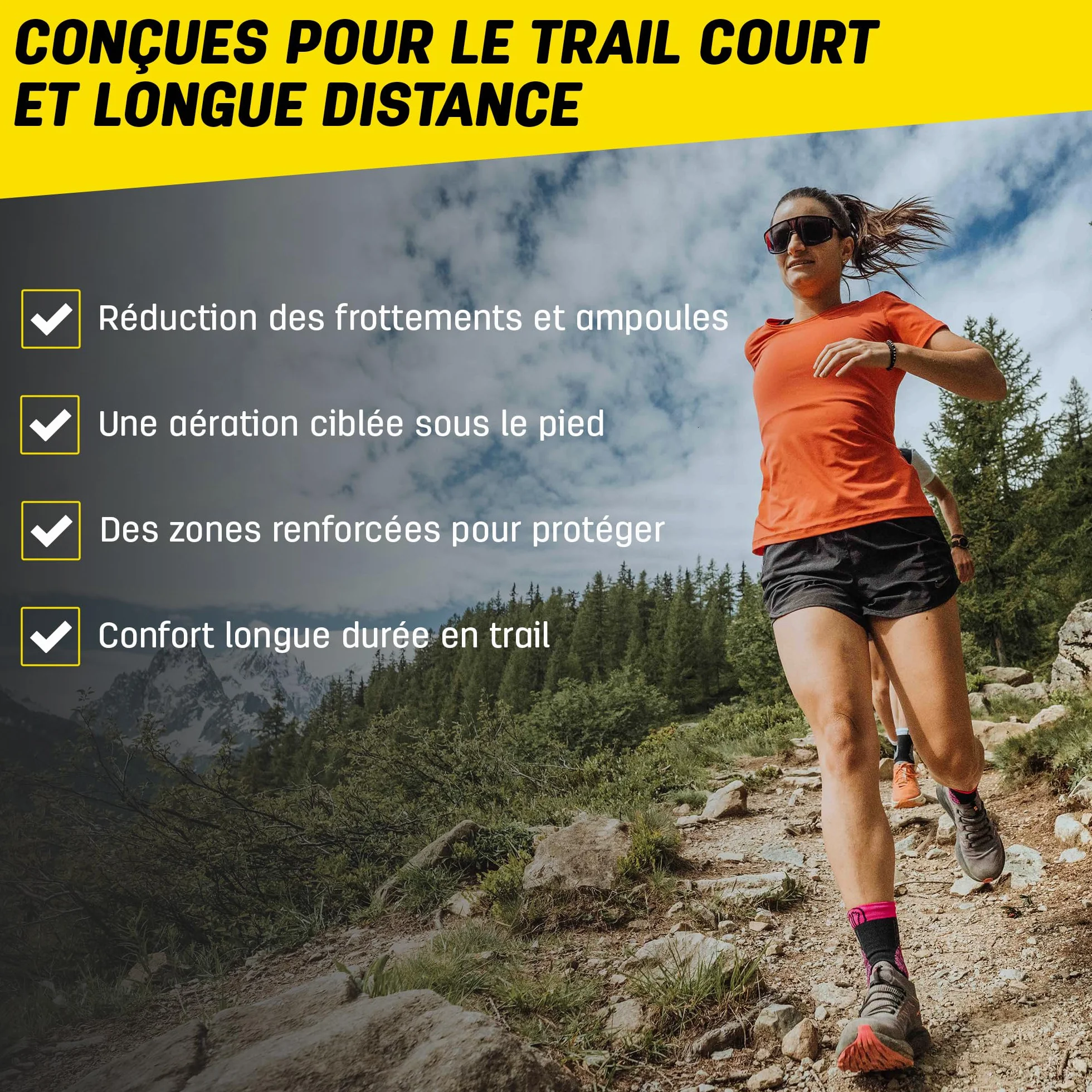 Sidas Chaussettes de Trail et Course à Pied, Trail Protect, Grip Anti-Dérapant