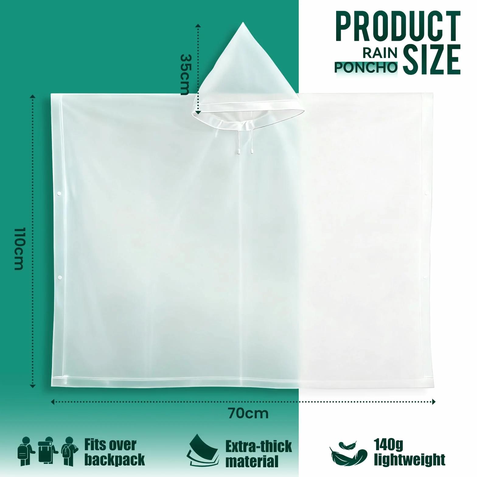 Poncho Imperméable EVA Réutilisable Adulte Unisexe Camping Voyage Plein Air Taille Unique