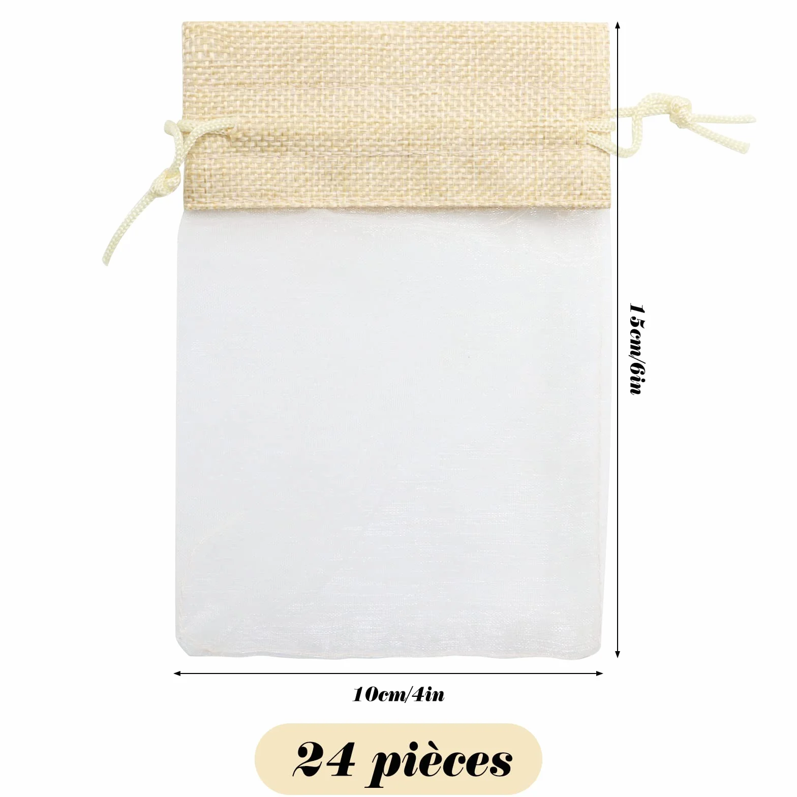Sachets Organza 10x15 cm 24 Pièces avec Cordon de Serrage Réutilisable pour Mariage Bijoux