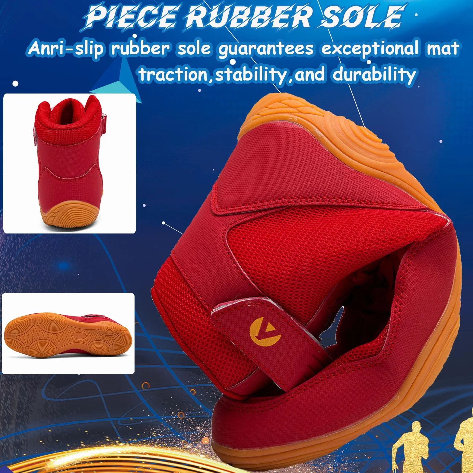 Chaussures de Lutte Hommes Boxe Wrestling Shoes Antidérapantes