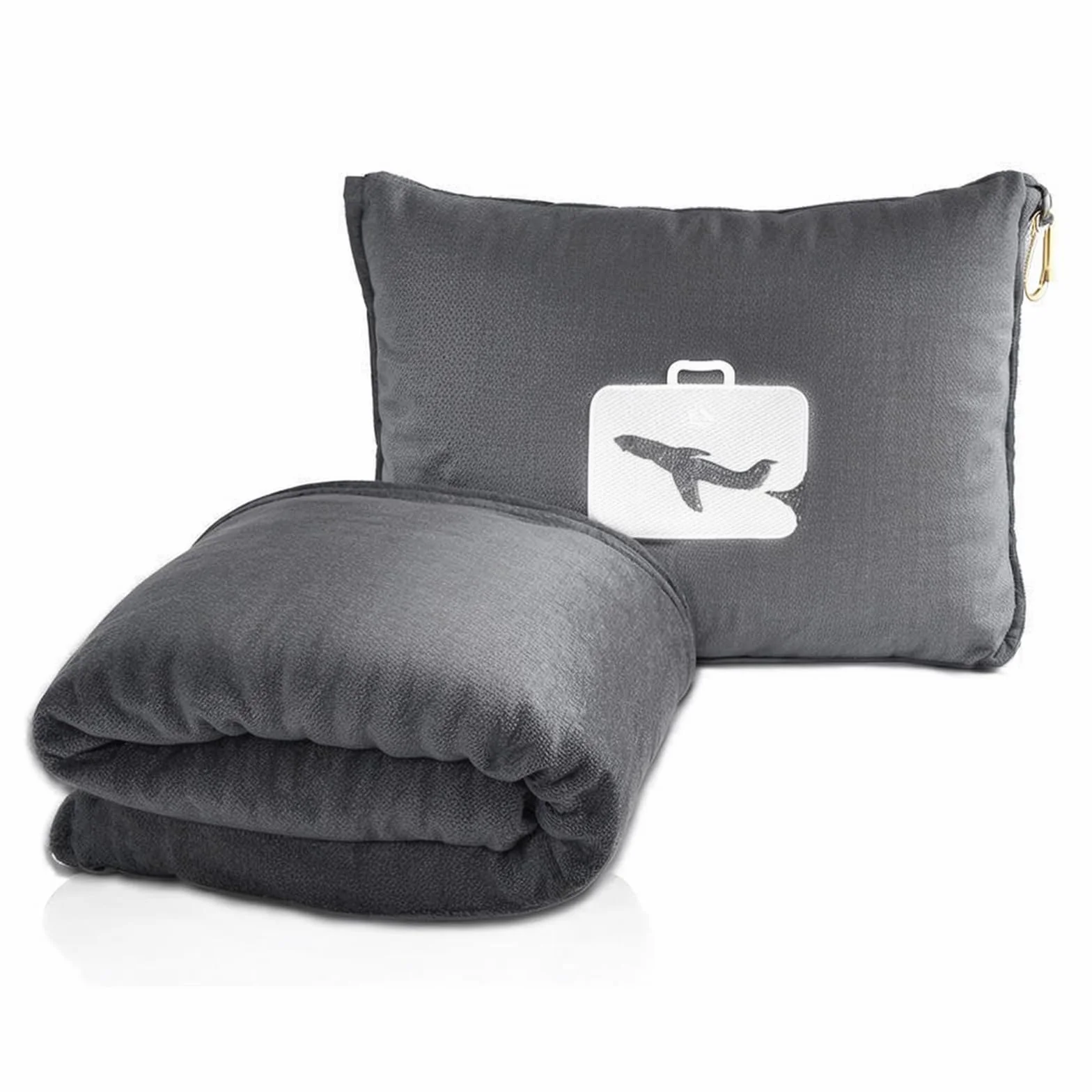 Amexo Couverture de Voyage Douce et Chaude 2 en 1, Super Légère Portable Gris