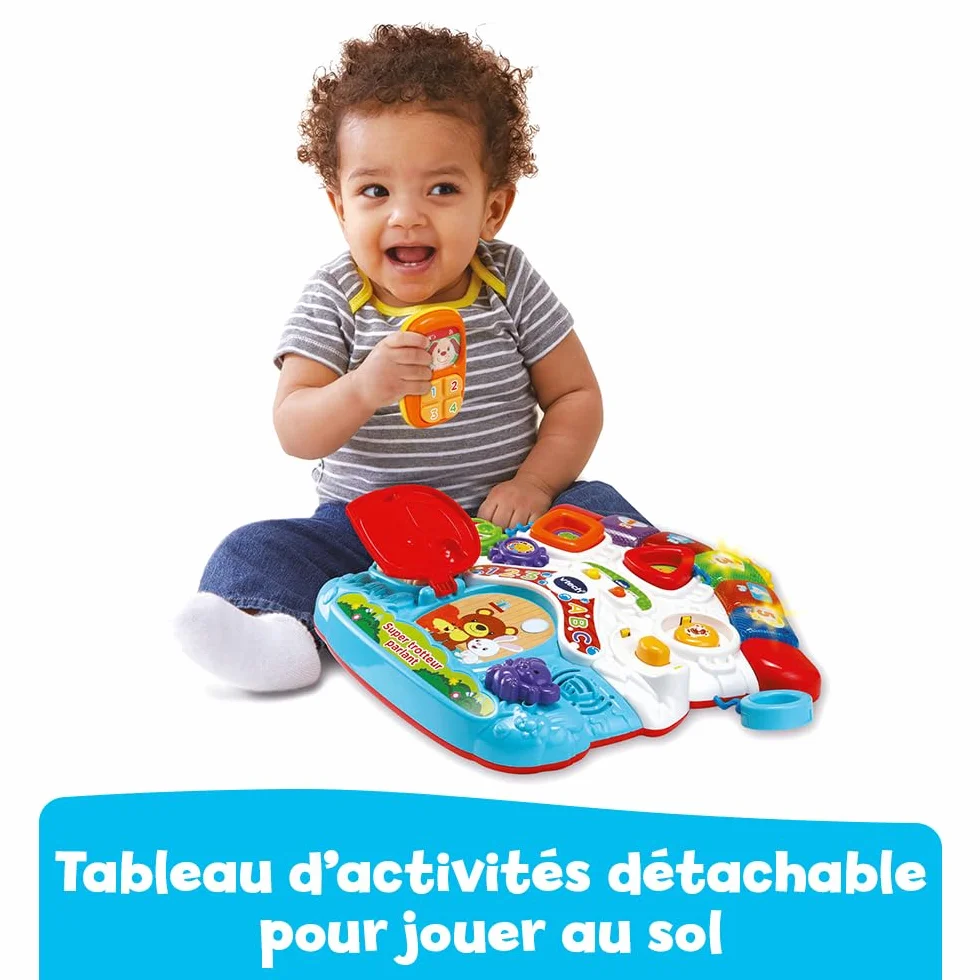 VTech Super Trotteur Parlant Bébé Pliable Orange, Tableau d'Éveil Détachable, Jouet d'Activité et de Développement, Apprentissage de la Marche, Cadeau Bébé Dès 9 Mois