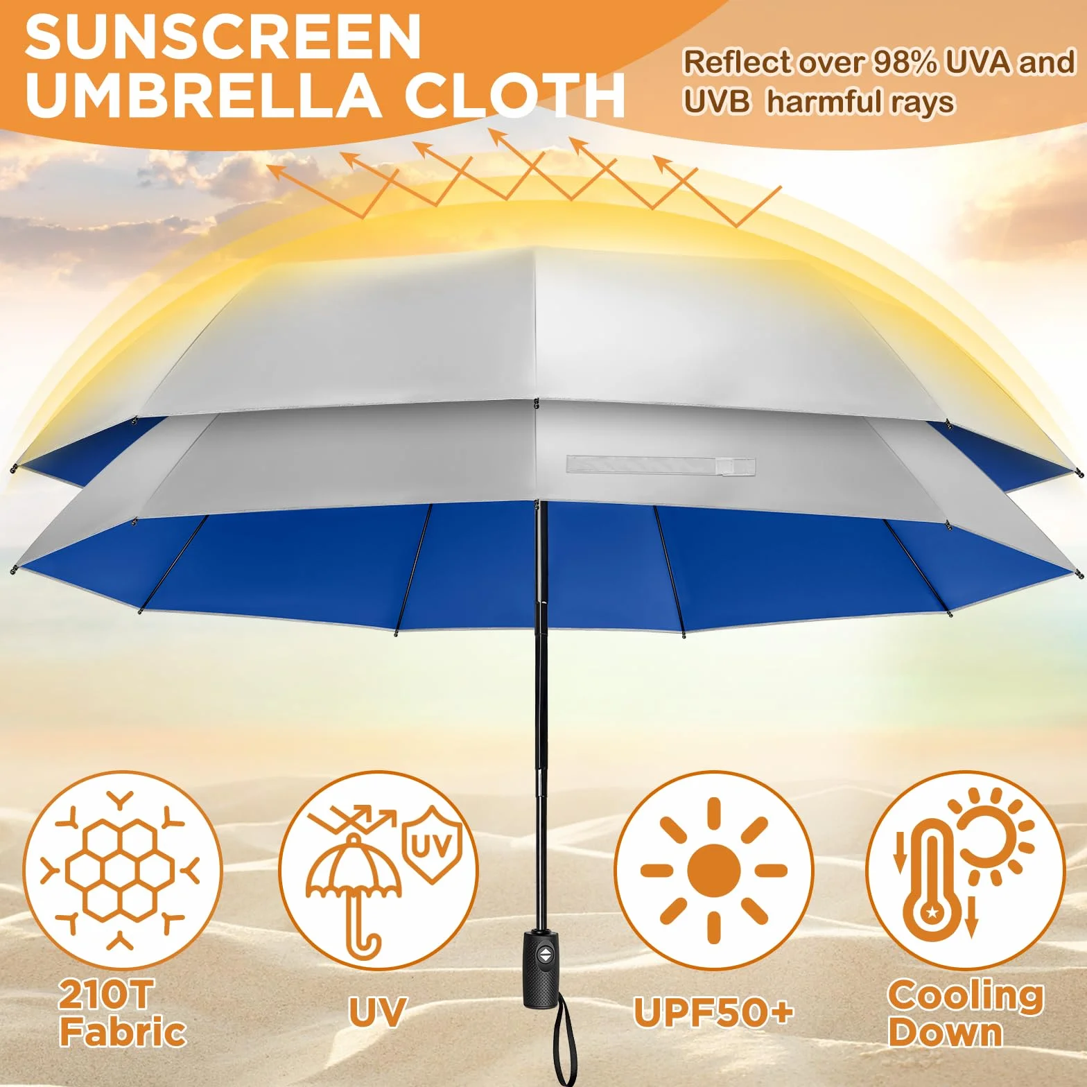 NINEMAX Parapluie de Poche Pliable Automatique Anti Vent Anti UV Compact Noir