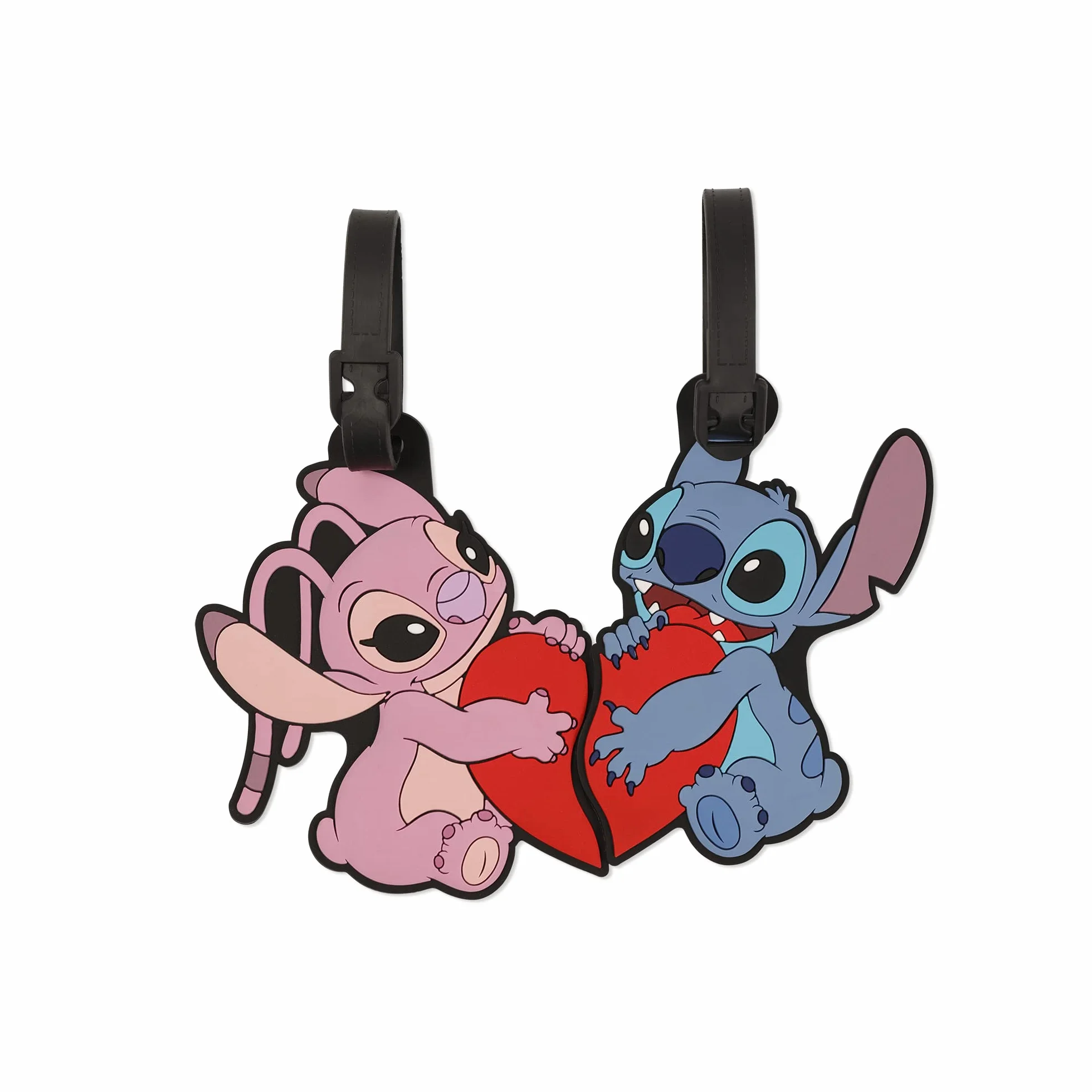 Disney Lilo and Stitch 2 Piece Luggage Tag Set Blue Pink Red