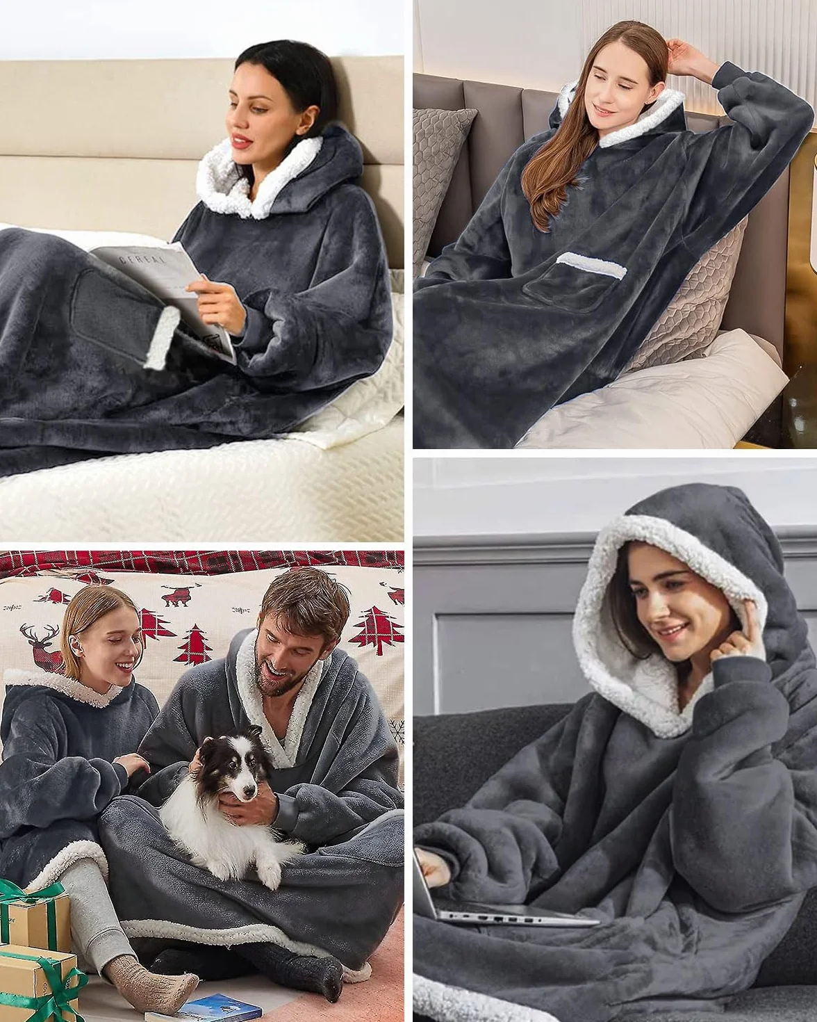 Couverture surdimensionnée à Capuche avec Grande Poche pour Homme Adulte