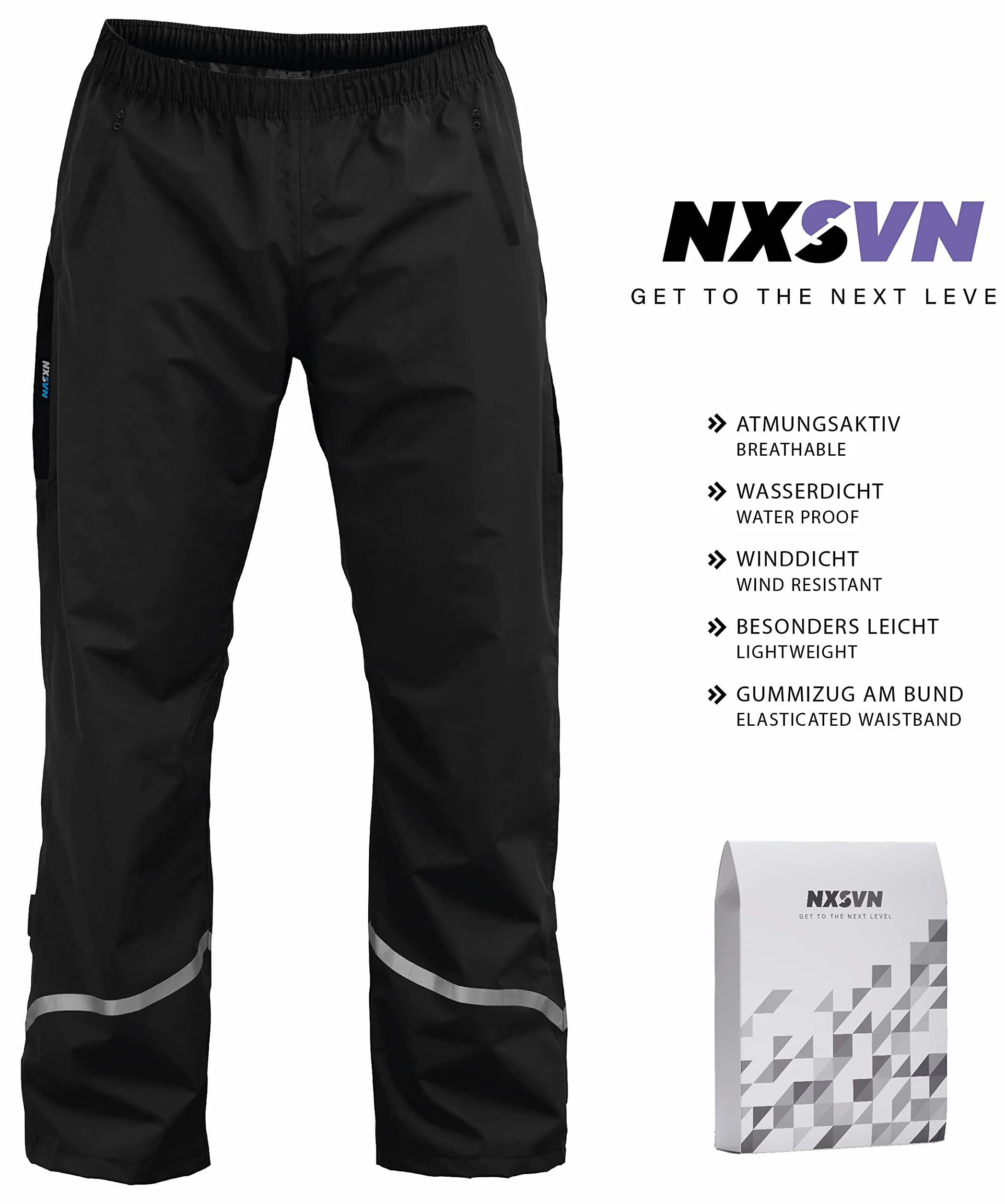 Rubberneck NXSVN Pantalon de Pluie Imperméable Respirant Visibilité Bandes Réfléchissantes 3M