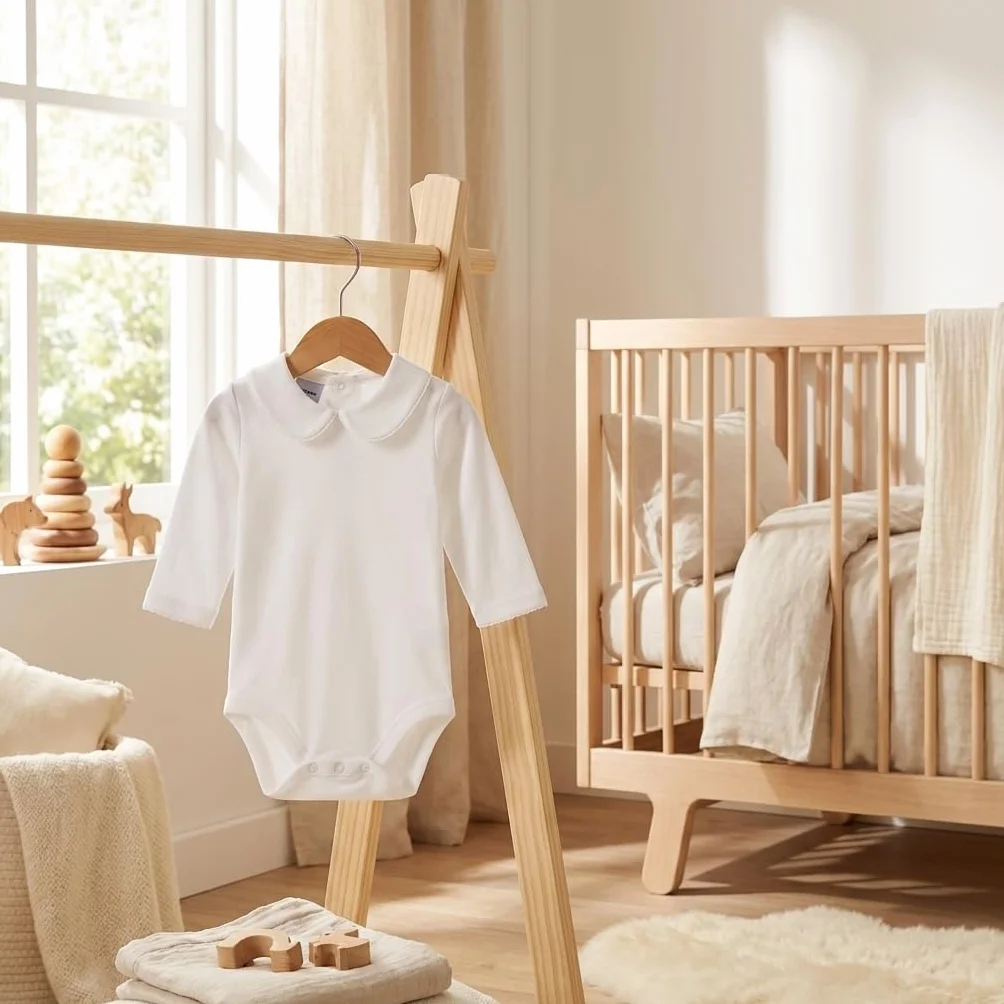 Body bébé 100% Coton Manches Longues col élégant Hypoallergénique Doux Respirant Peaux sensibles Bébé garçon Fille